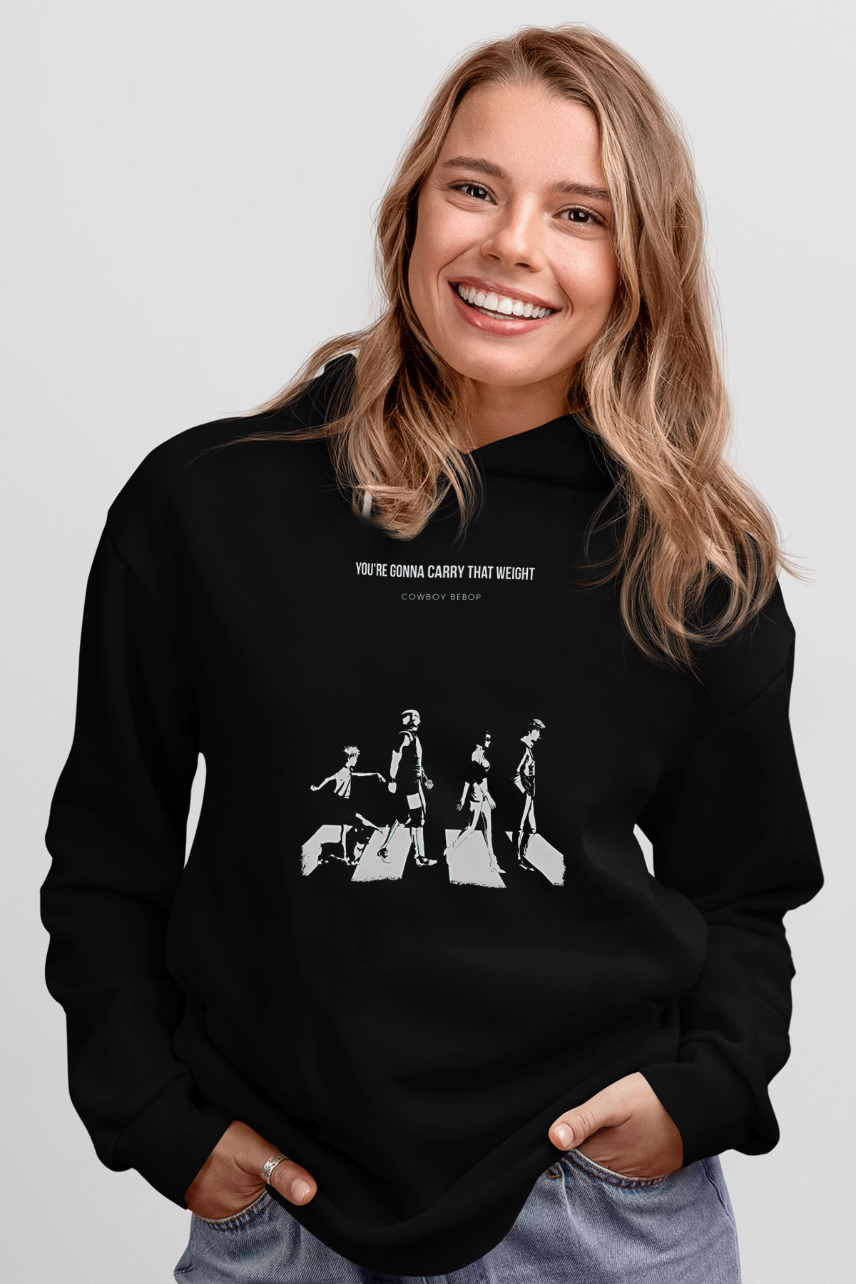 Cowboy Bebop Baskılı Unisex Siyah Hoodie