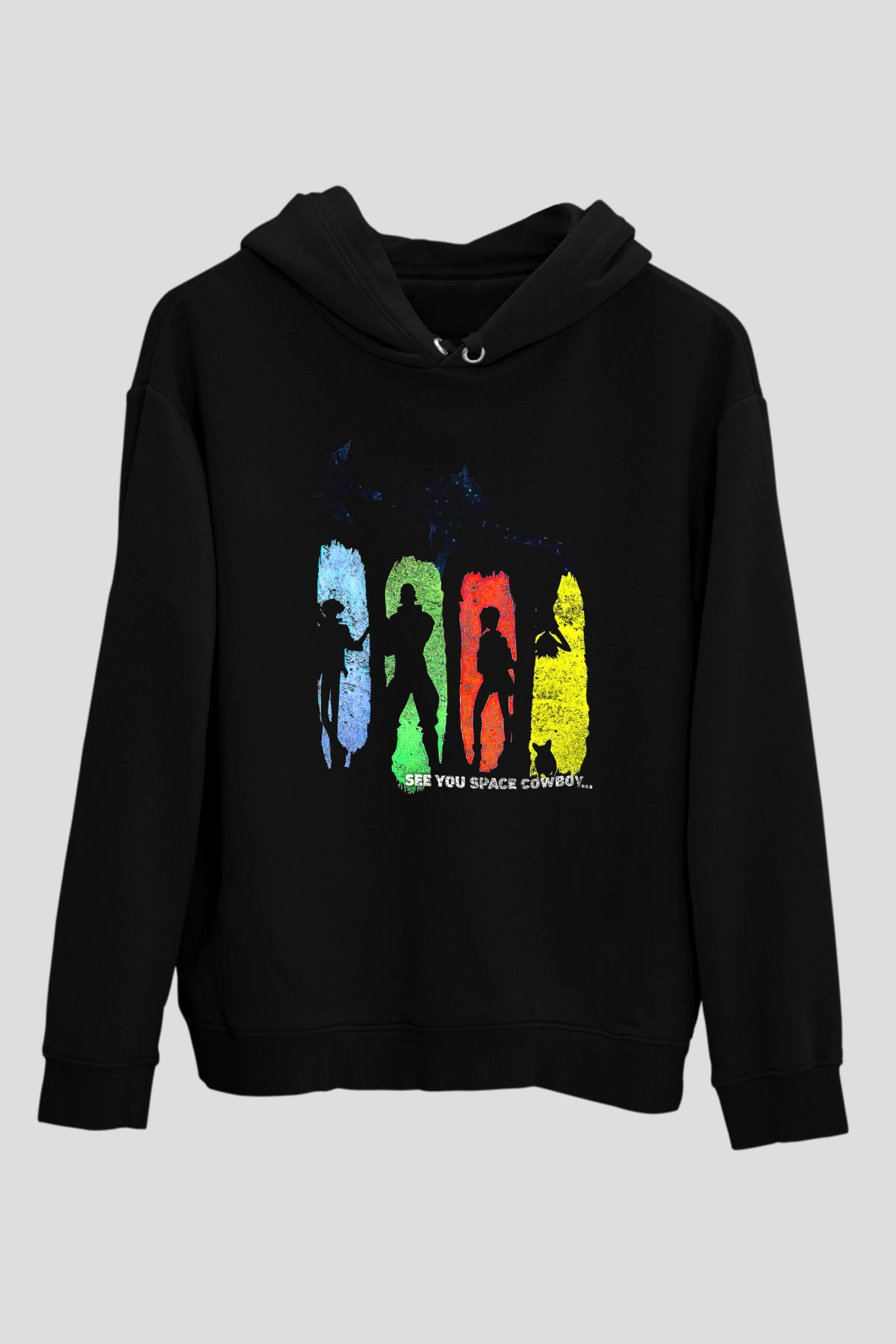 Cowboy Bebop Baskılı Unisex Siyah Hoodie