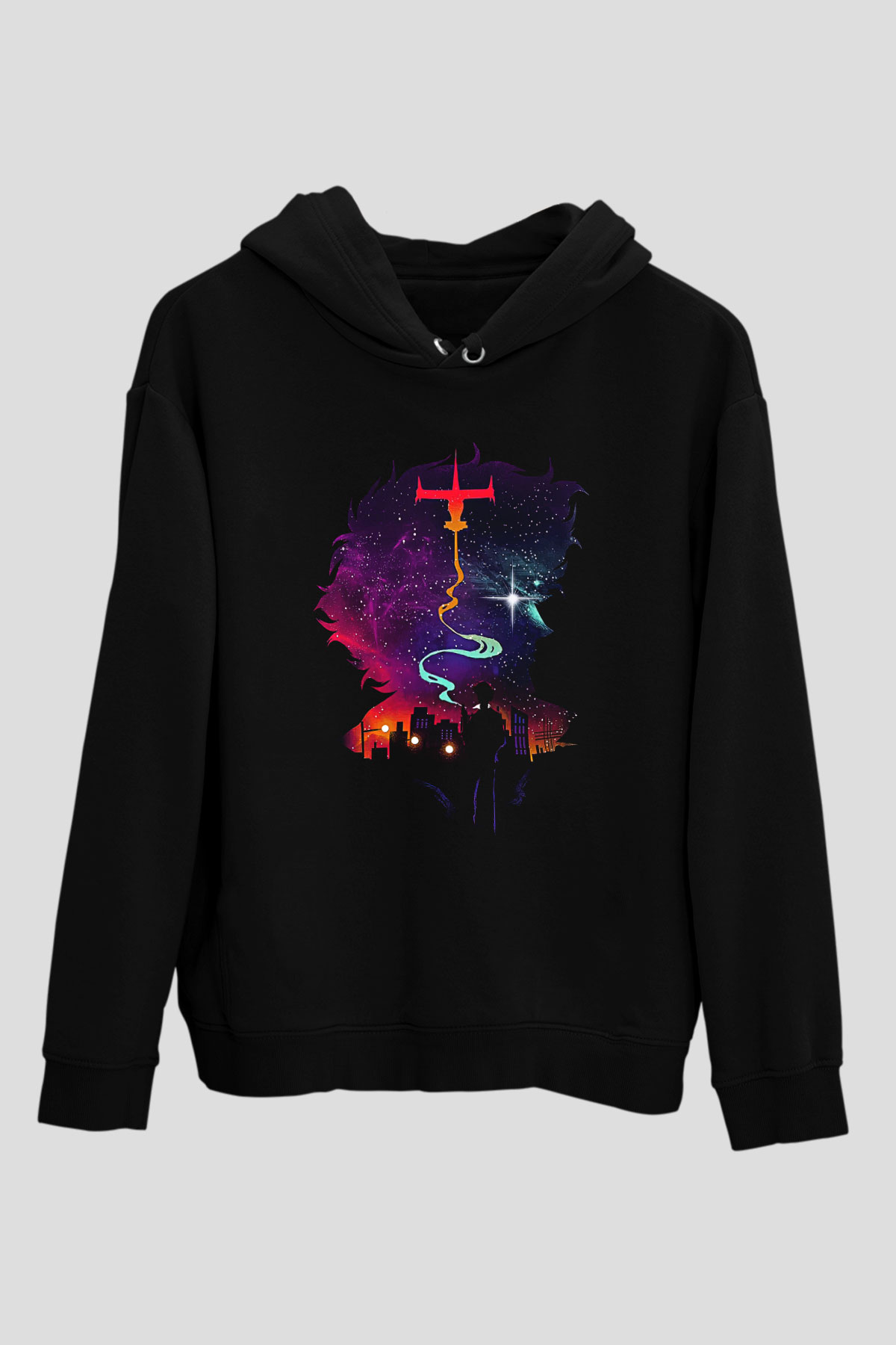 Cowboy Bebop Baskılı Unisex Siyah Hoodie