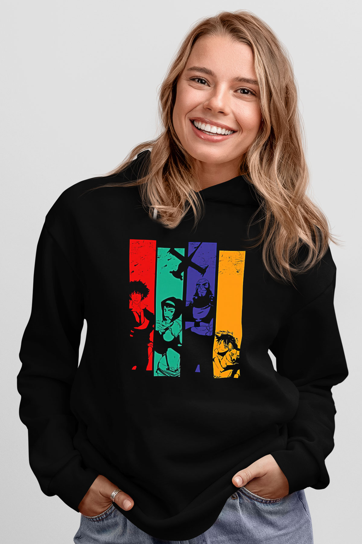 Cowboy Bebop Baskılı Unisex Siyah Hoodie