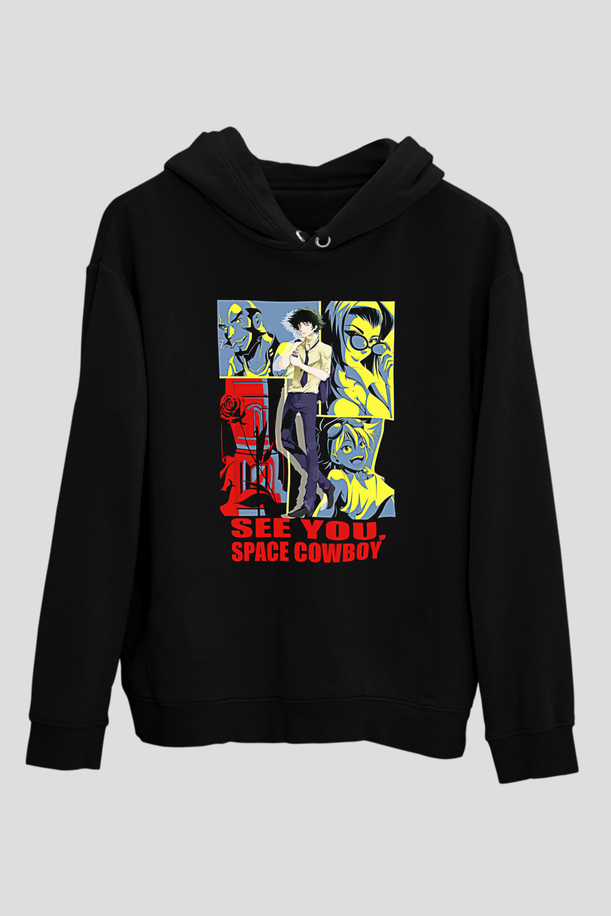 Cowboy Bebop Baskılı Unisex Siyah Hoodie