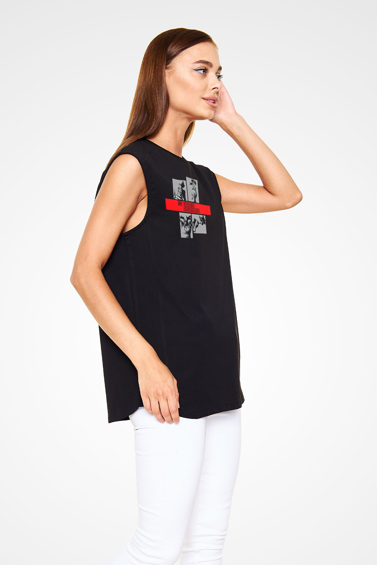Cowboy Bebop Baskılı Unisex Siyah Kolsuz Tişört - Tshirt