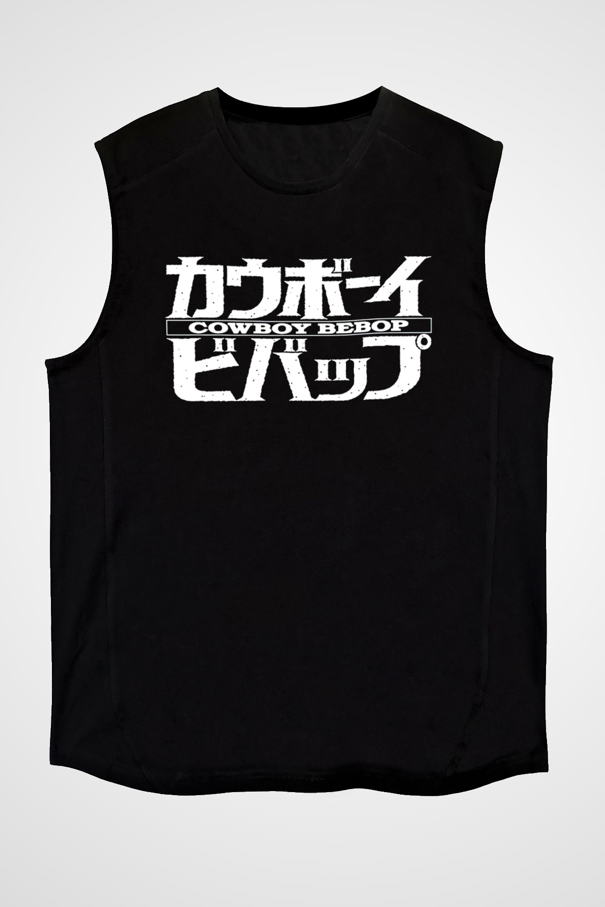 Cowboy Bebop Baskılı Unisex Siyah Kolsuz Tişört - Tshirt