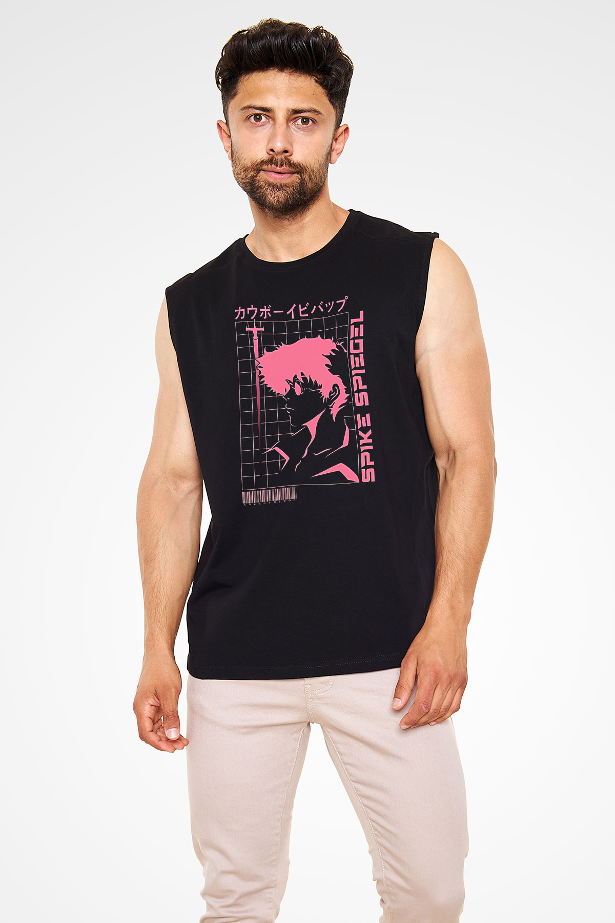 Cowboy Bebop Baskılı Unisex Siyah Kolsuz Tişört - Tshirt