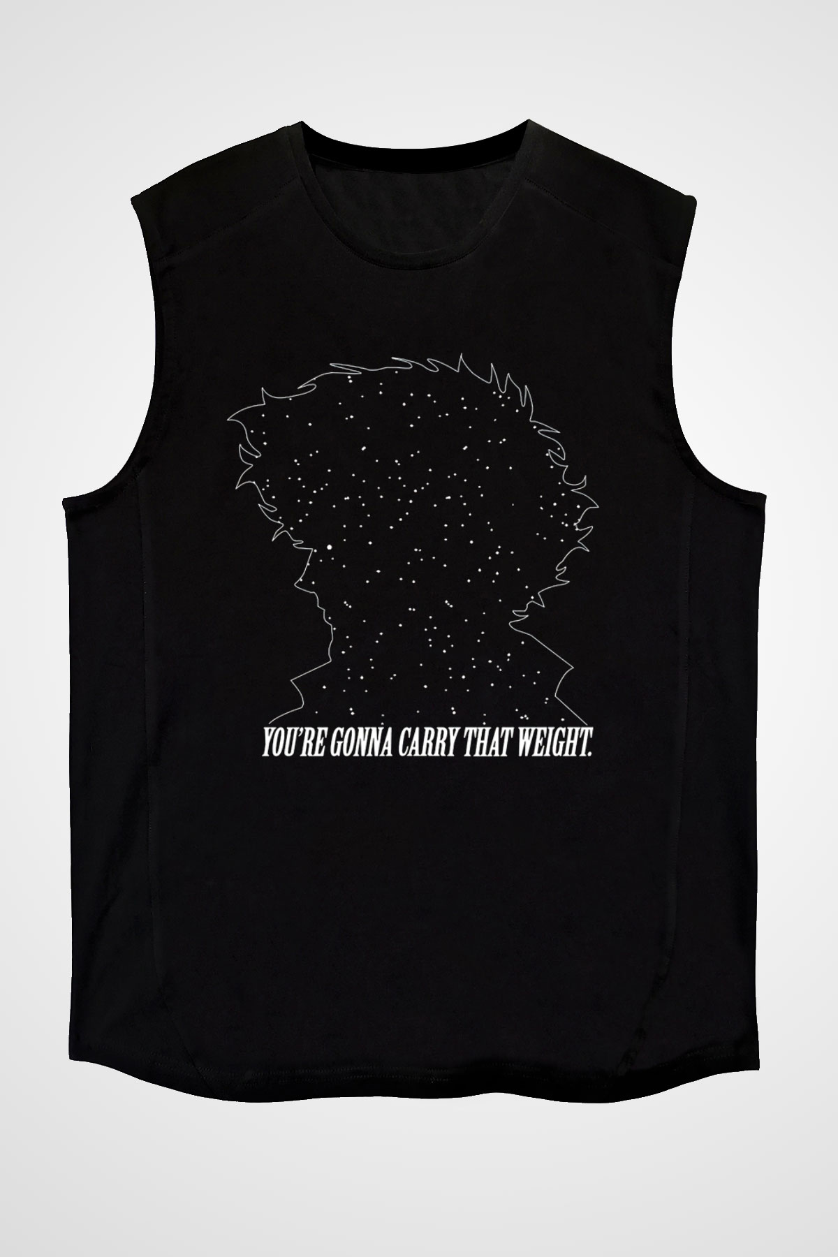 Cowboy Bebop Baskılı Unisex Siyah Kolsuz Tişört - Tshirt