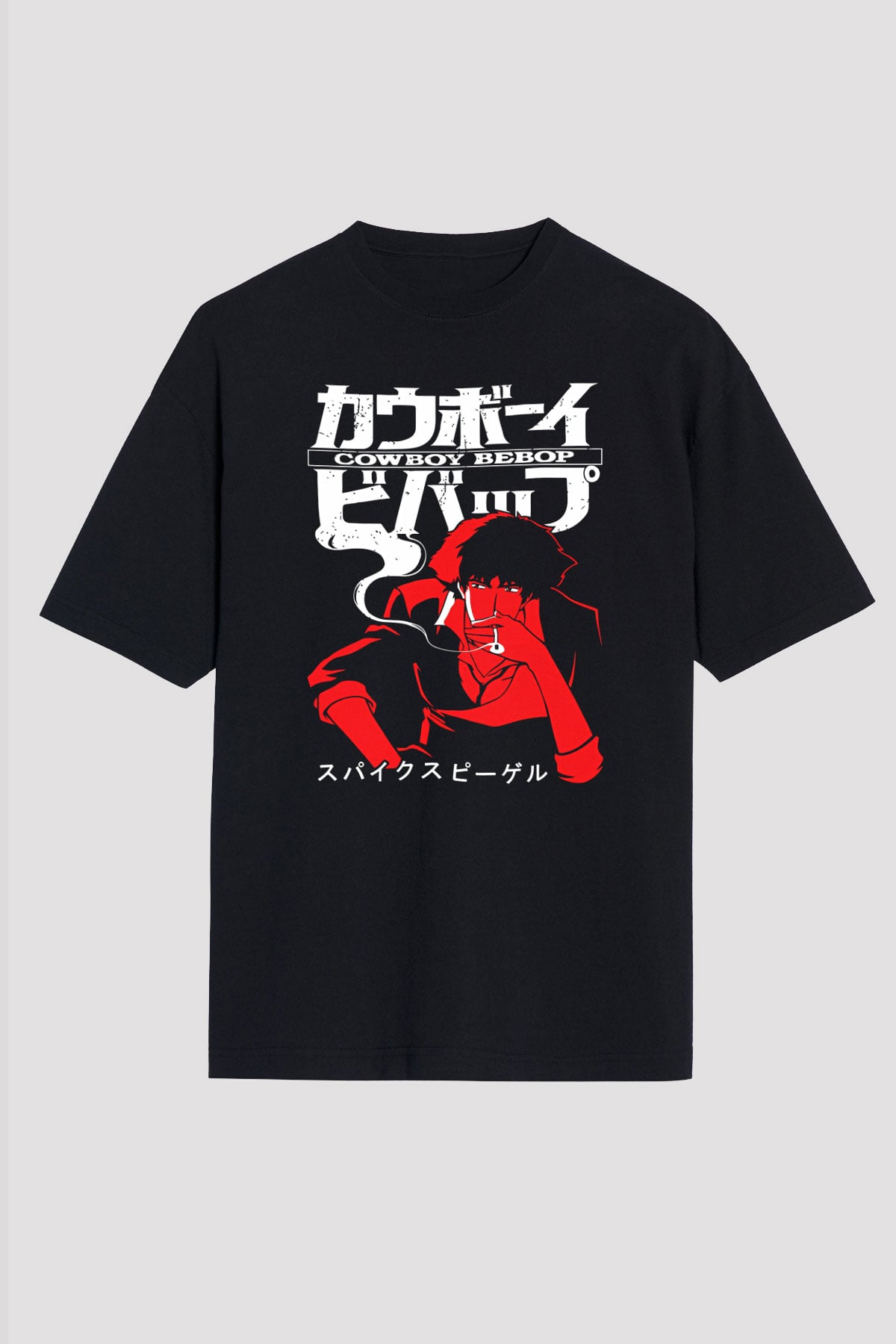 Cowboy Bebop Baskılı Unisex Siyah Oversize Tişört - Tshirt
