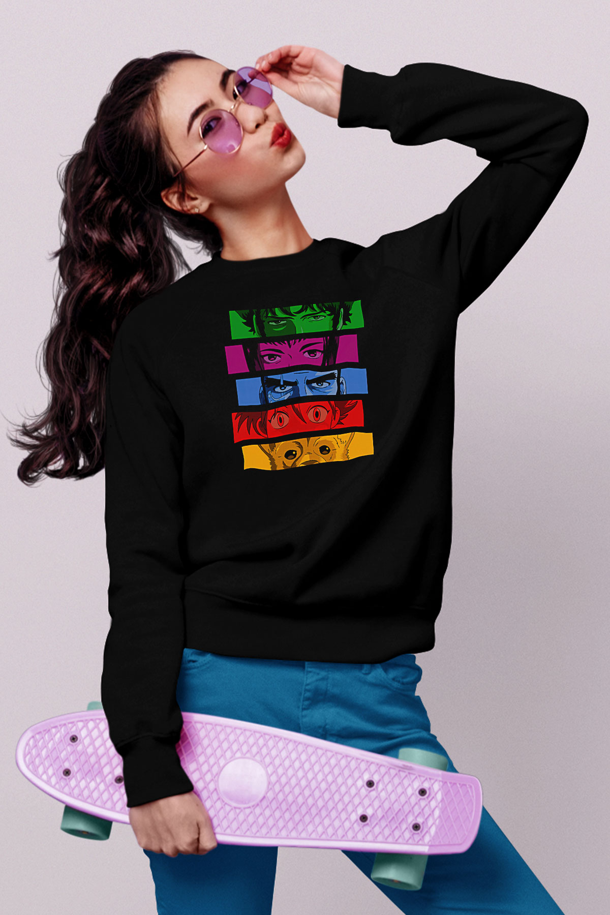 Cowboy Bebop Baskılı Unisex Siyah Sweatshirt