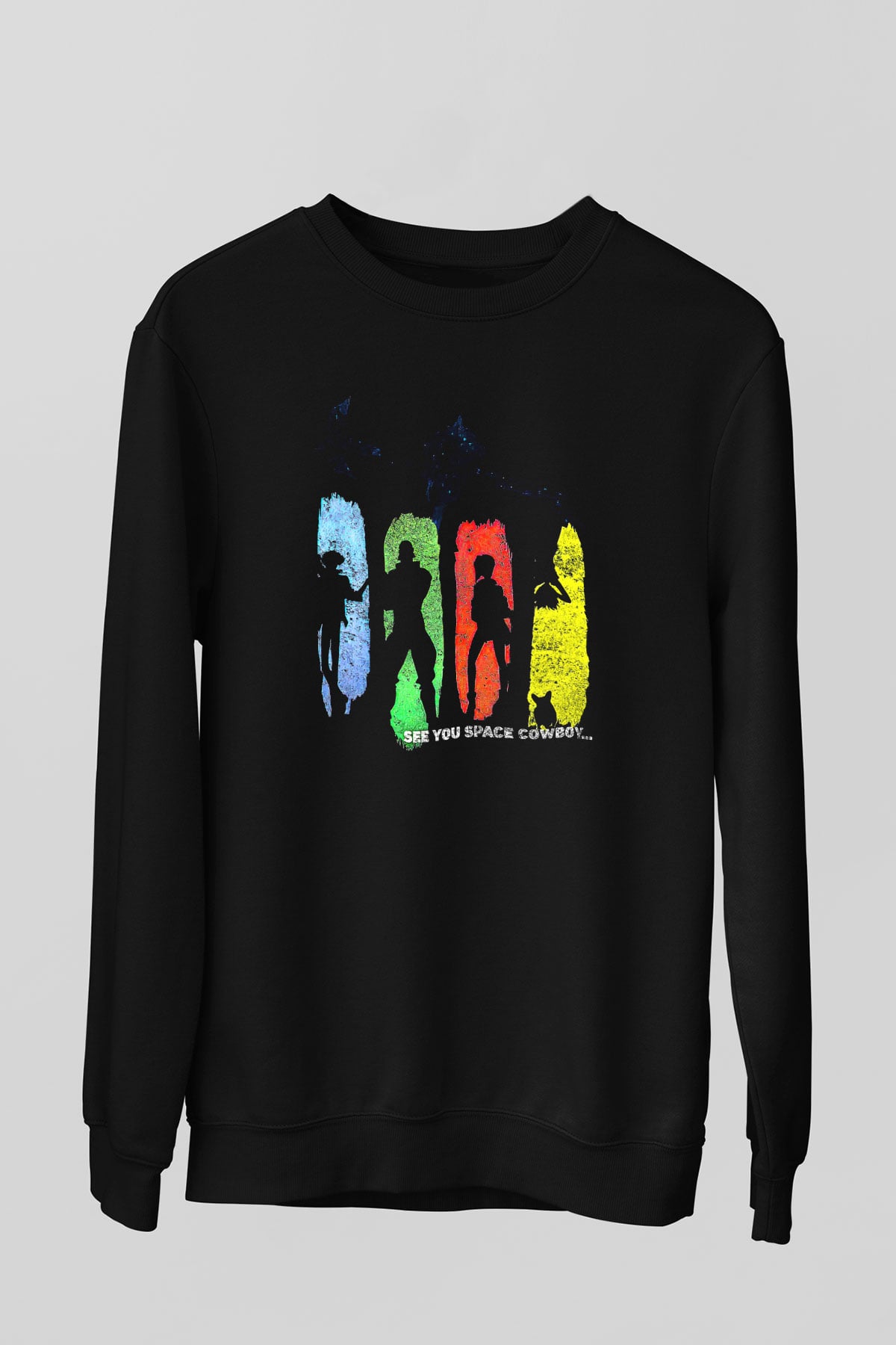 Cowboy Bebop Baskılı Unisex Siyah Sweatshirt