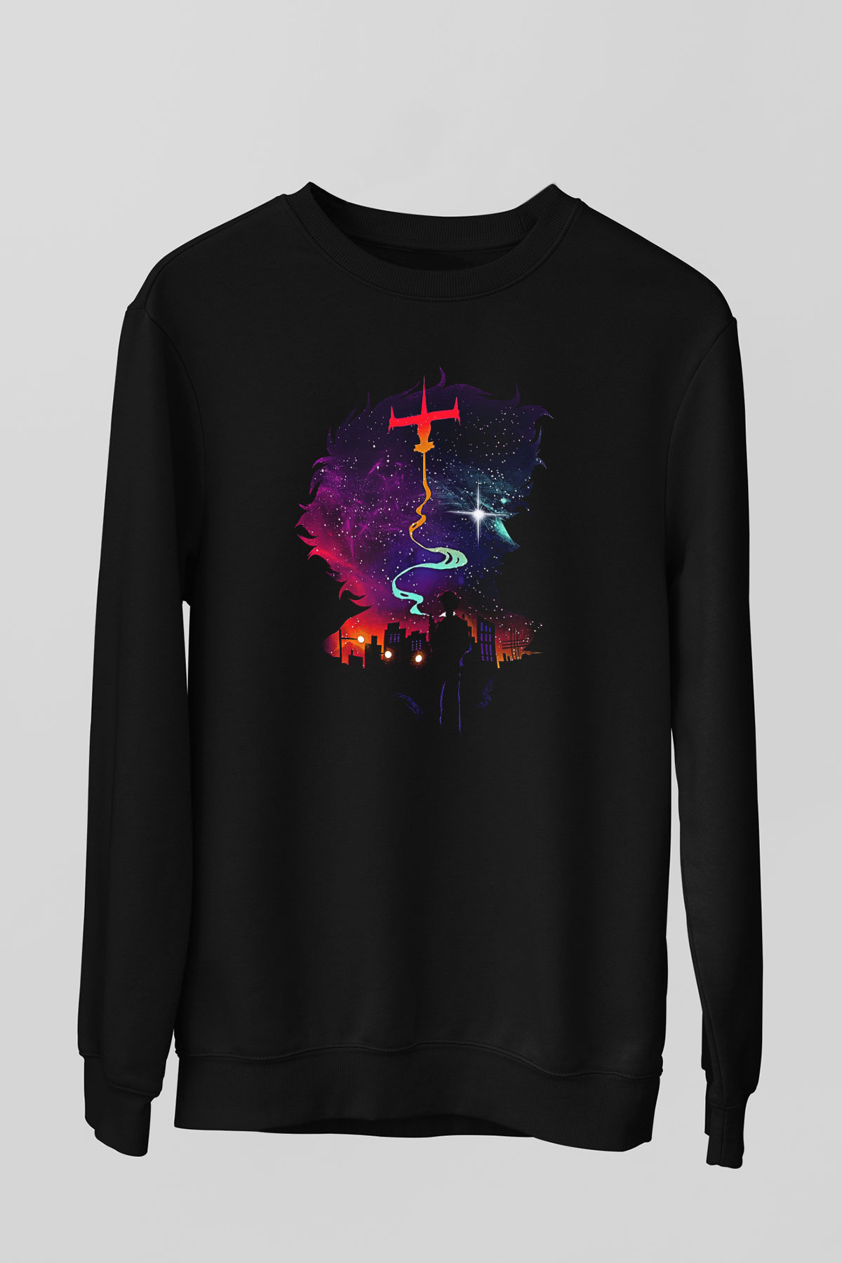 Cowboy Bebop Baskılı Unisex Siyah Sweatshirt