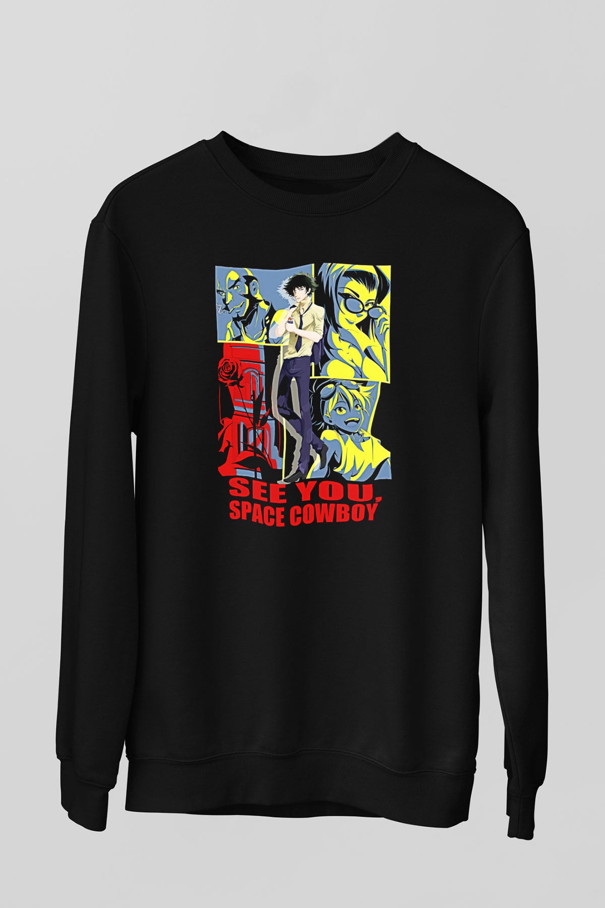 Cowboy Bebop Baskılı Unisex Siyah Sweatshirt