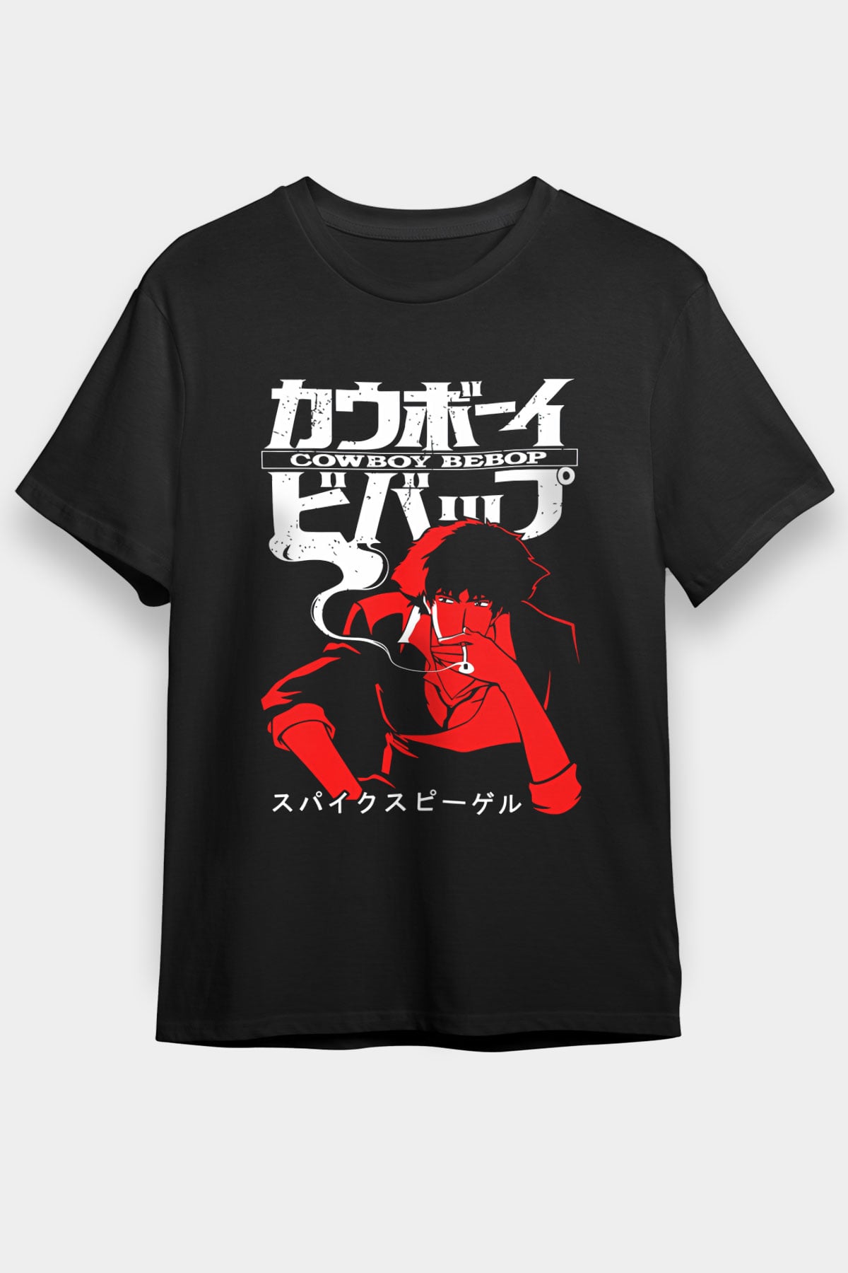 Cowboy Bebop Baskılı Unisex Siyah Tişört - Tshirt