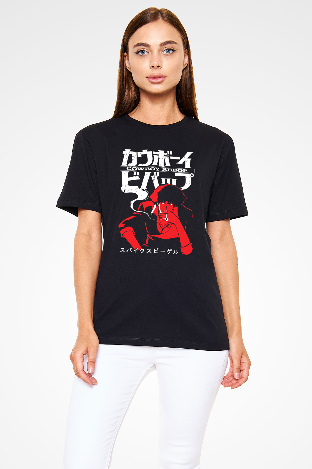 Cowboy Bebop Baskılı Unisex Siyah Tişört - Tshirt
