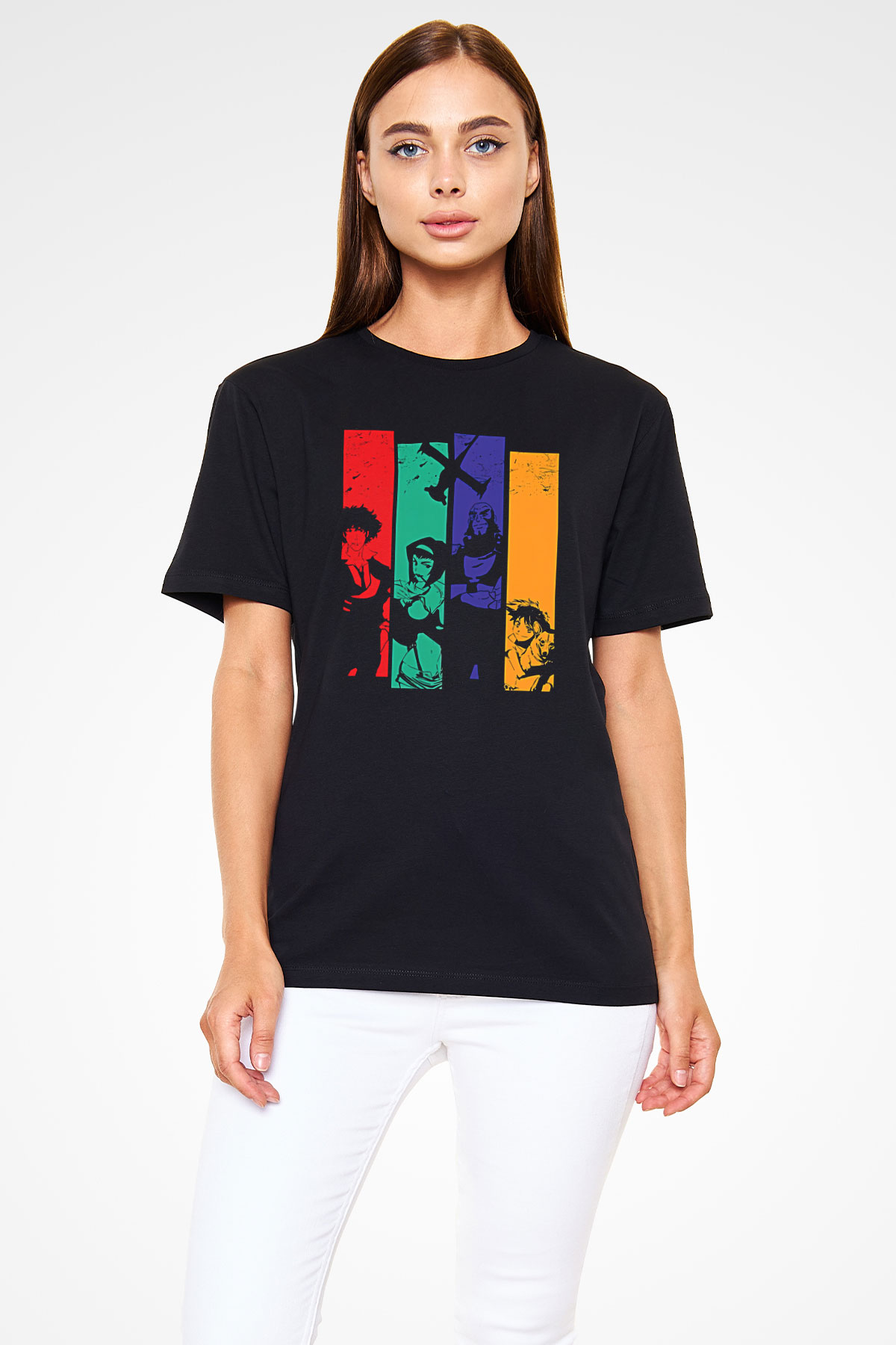 Cowboy Bebop Baskılı Unisex Siyah Tişört - Tshirt
