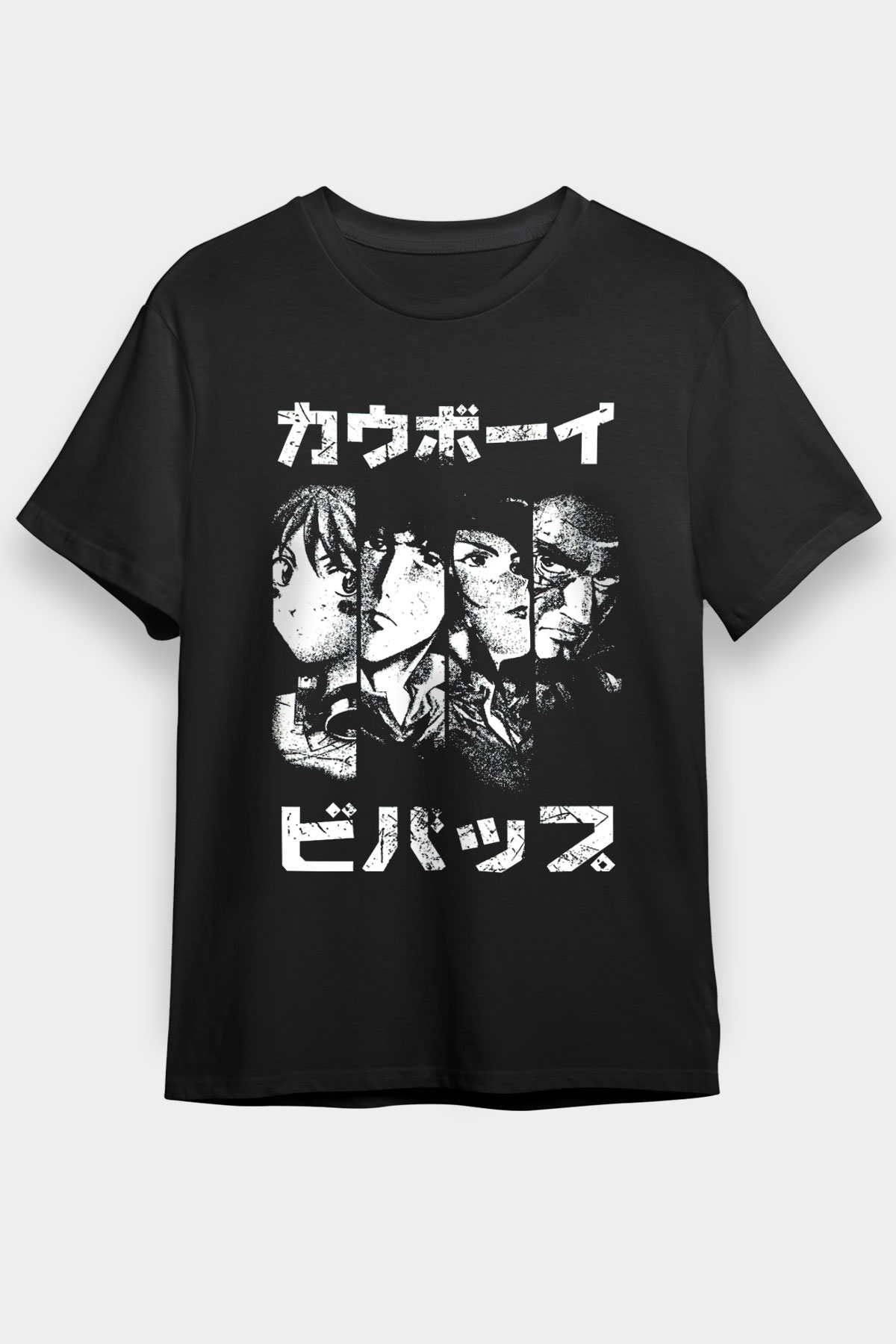 Cowboy Bebop Baskılı Unisex Siyah Tişört - Tshirt