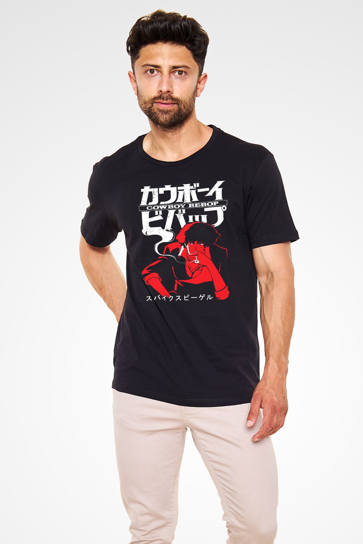 Cowboy Bebop Baskılı Unisex Siyah Tişört - Tshirt