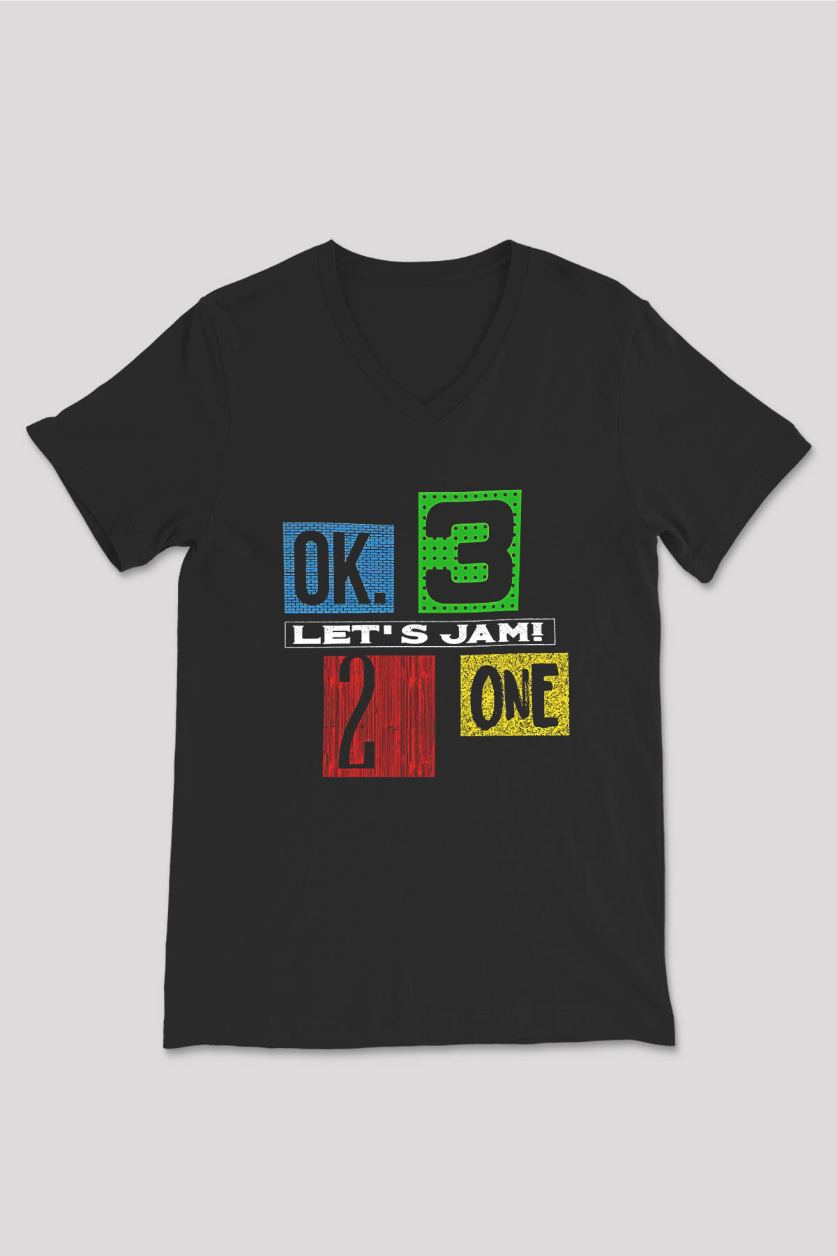 Cowboy Bebop Baskılı Unisex Siyah V Yaka Tişört - Tshirt