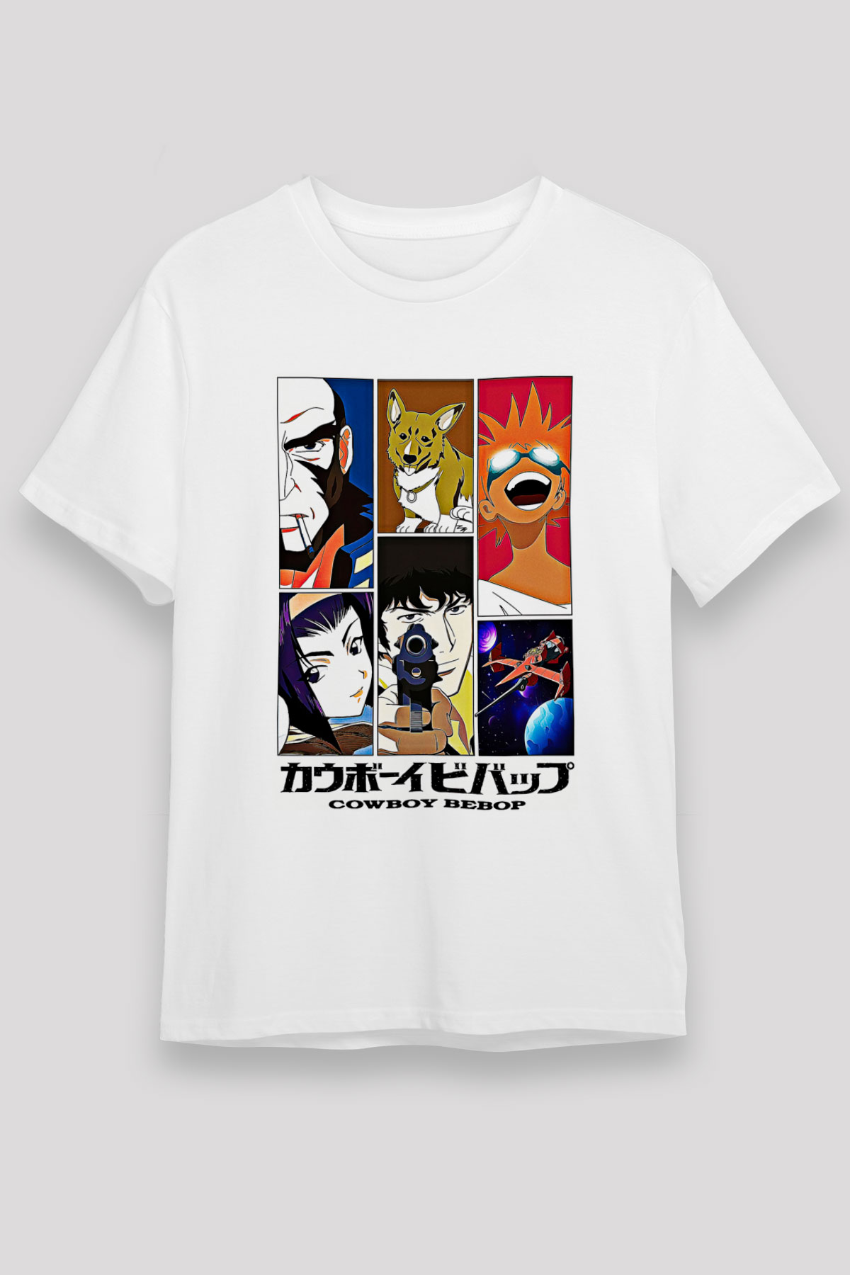 Cowboy Bebop Unisex Baskılı Beyaz Tişört - Tshirt