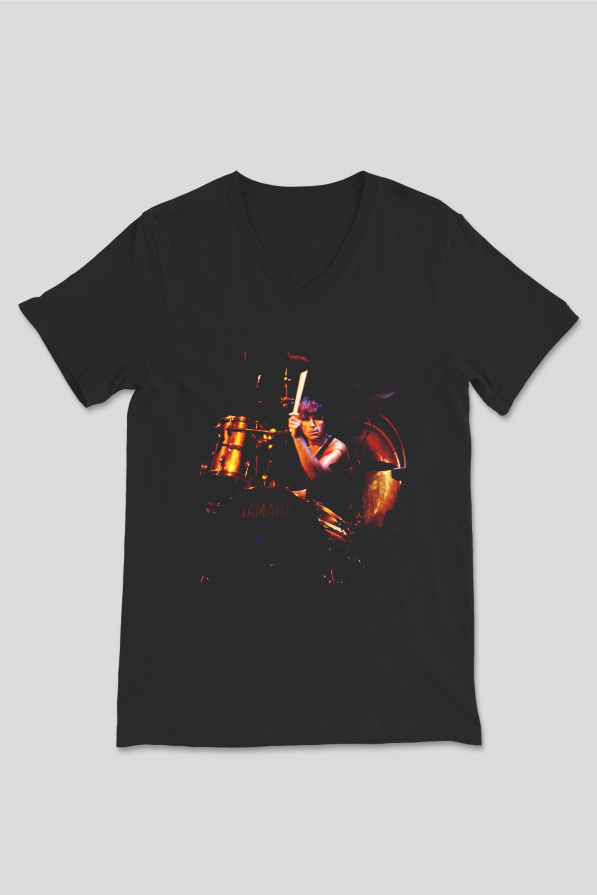 Cozy Powell Siyah Unisex V Yaka Tişört T-Shirt