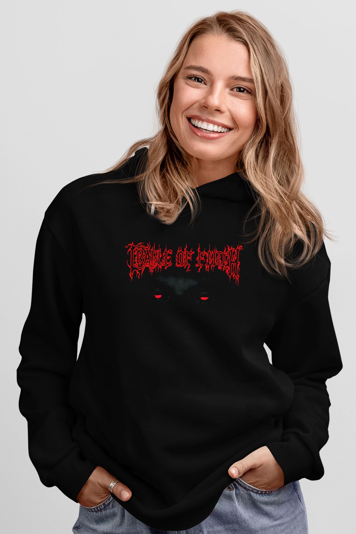 Cradle of filth Baskılı Unisex Siyah Kapüşonlu Sweatshirt