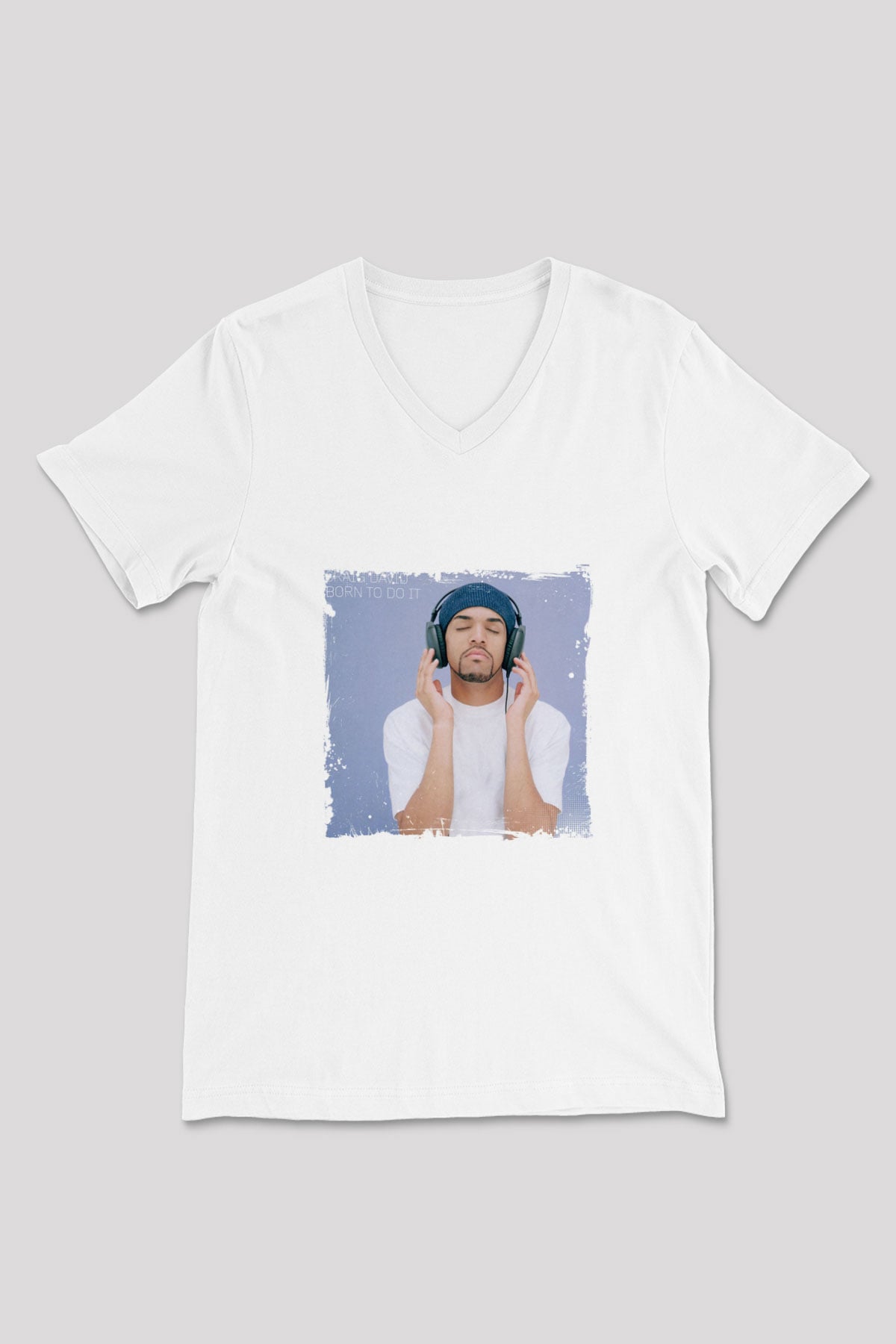 Craig David Baskılı Beyaz V Yaka Unisex Tişört