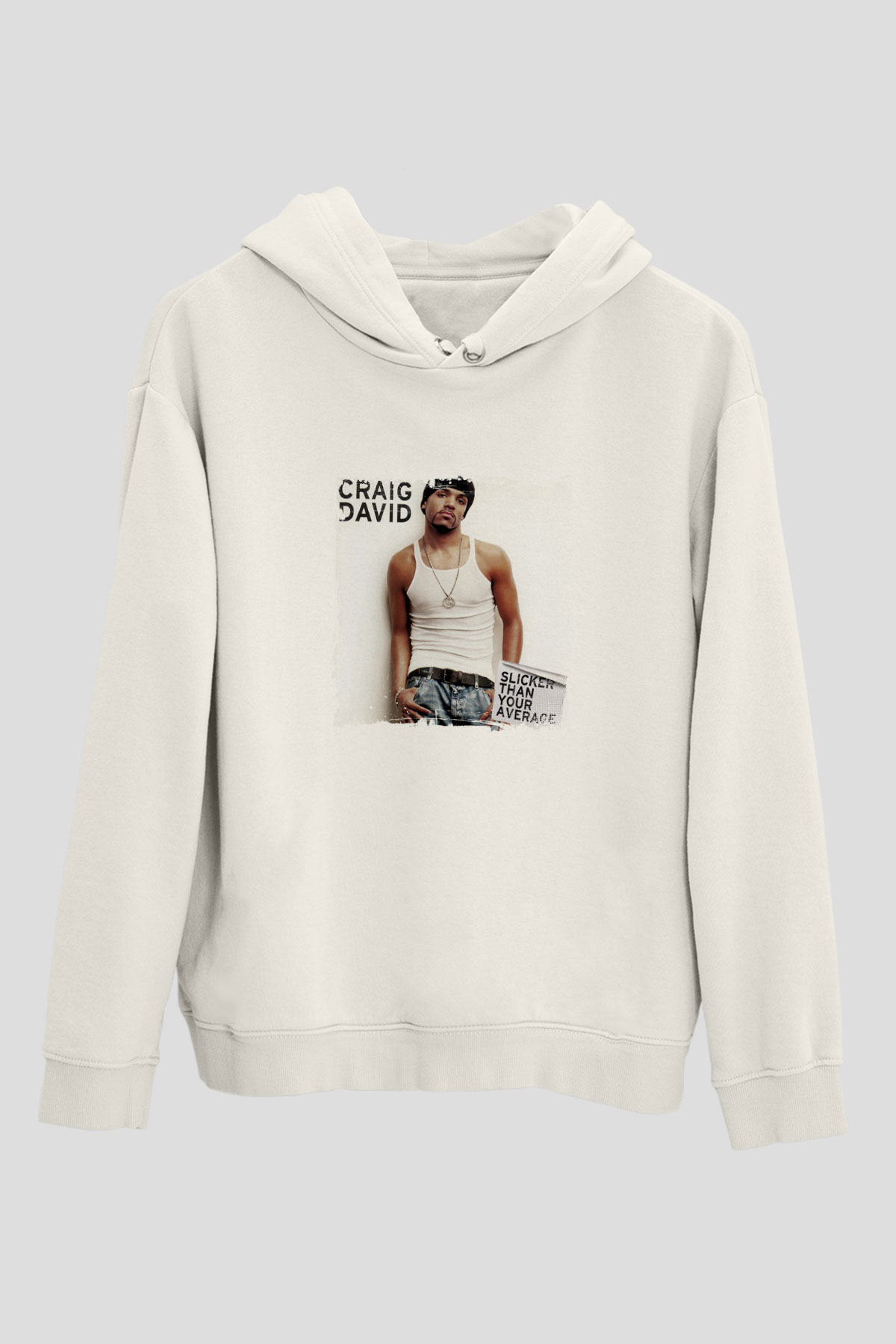 Craig David Baskılı Unisex Beyaz Kapüşonlu Sweatshirt