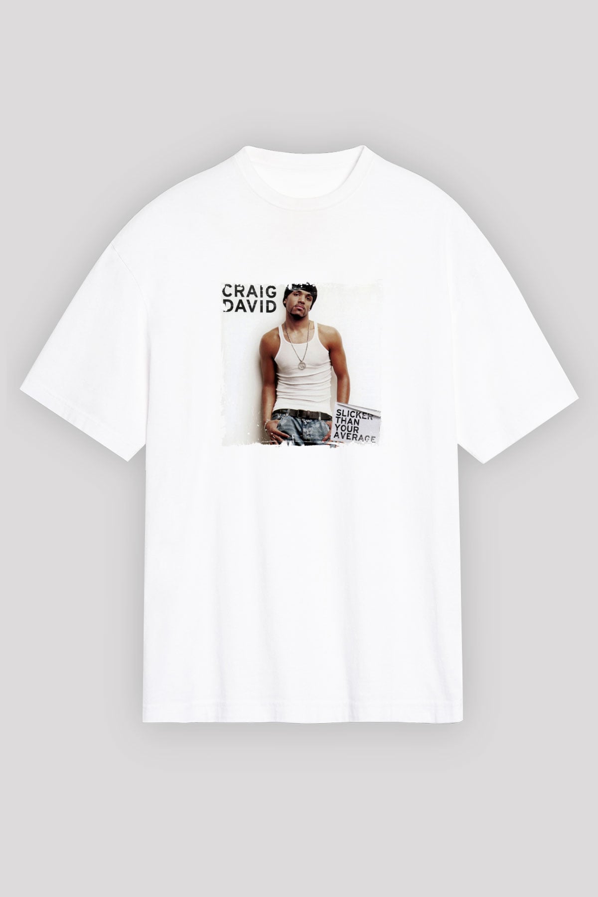 Craig David Baskılı Oversize Beyaz Tişört