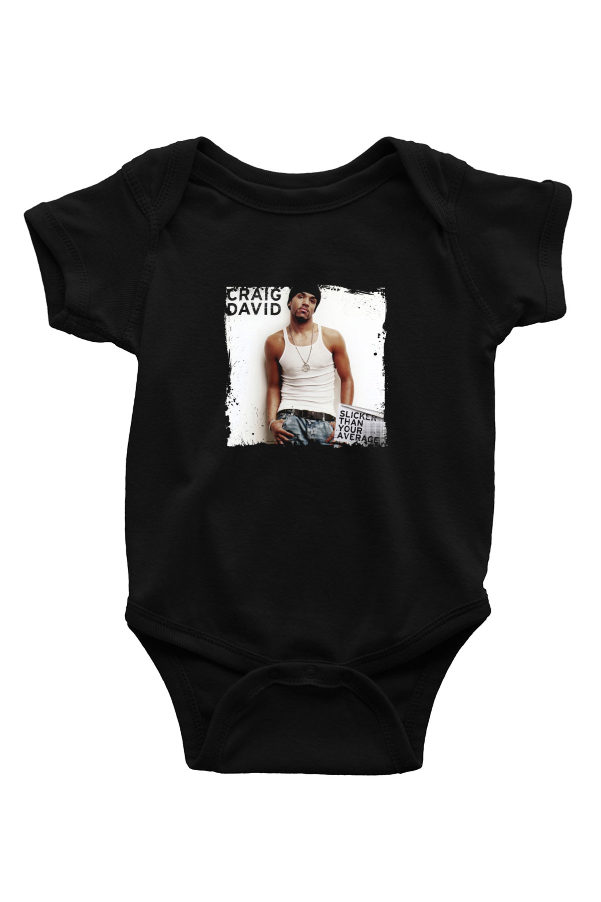 Craig David Baskılı Unisex Siyah Bebek Body - Zıbın