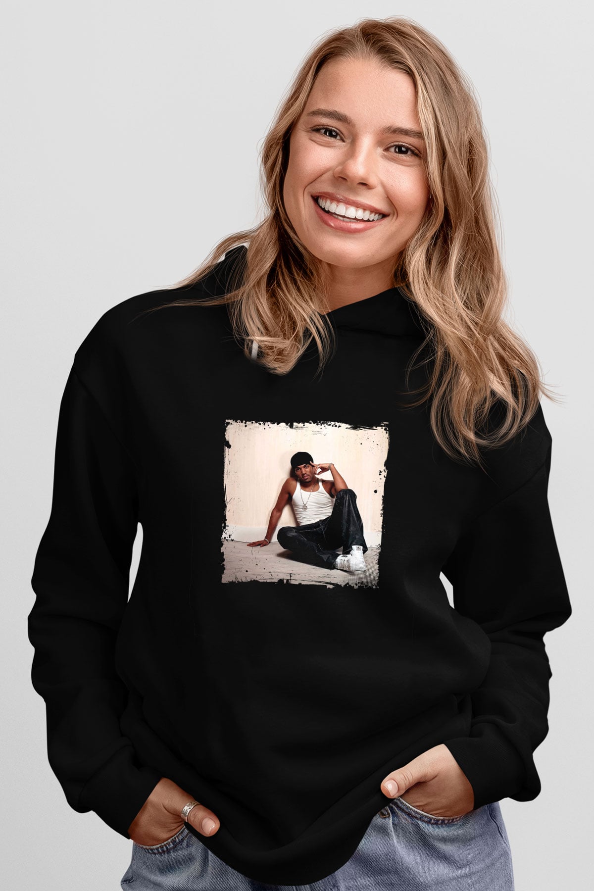 Craig David Baskılı Unisex Siyah Hoodie