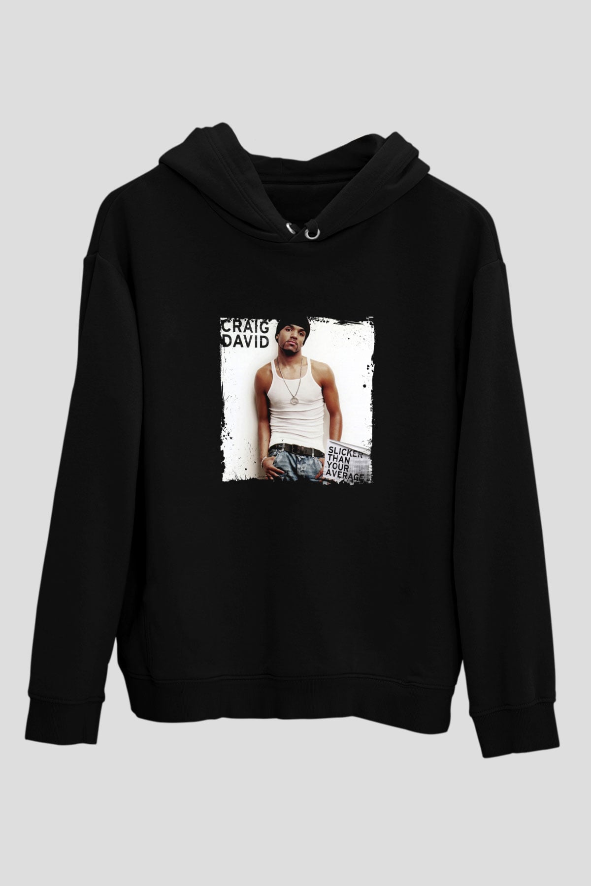 Craig David Baskılı Unisex Siyah Hoodie