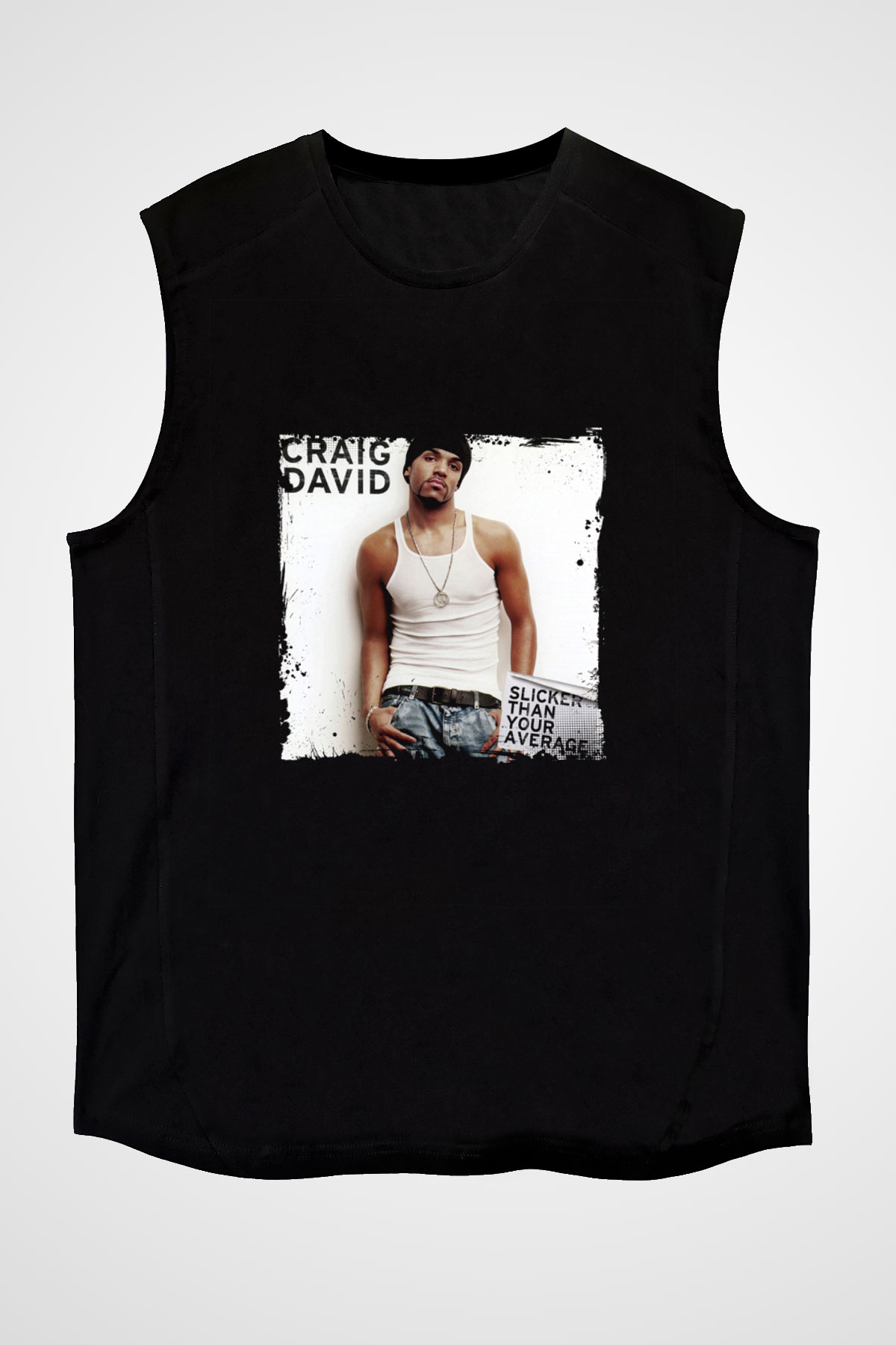 Craig David Baskılı Unisex Siyah Kolsuz Tişört