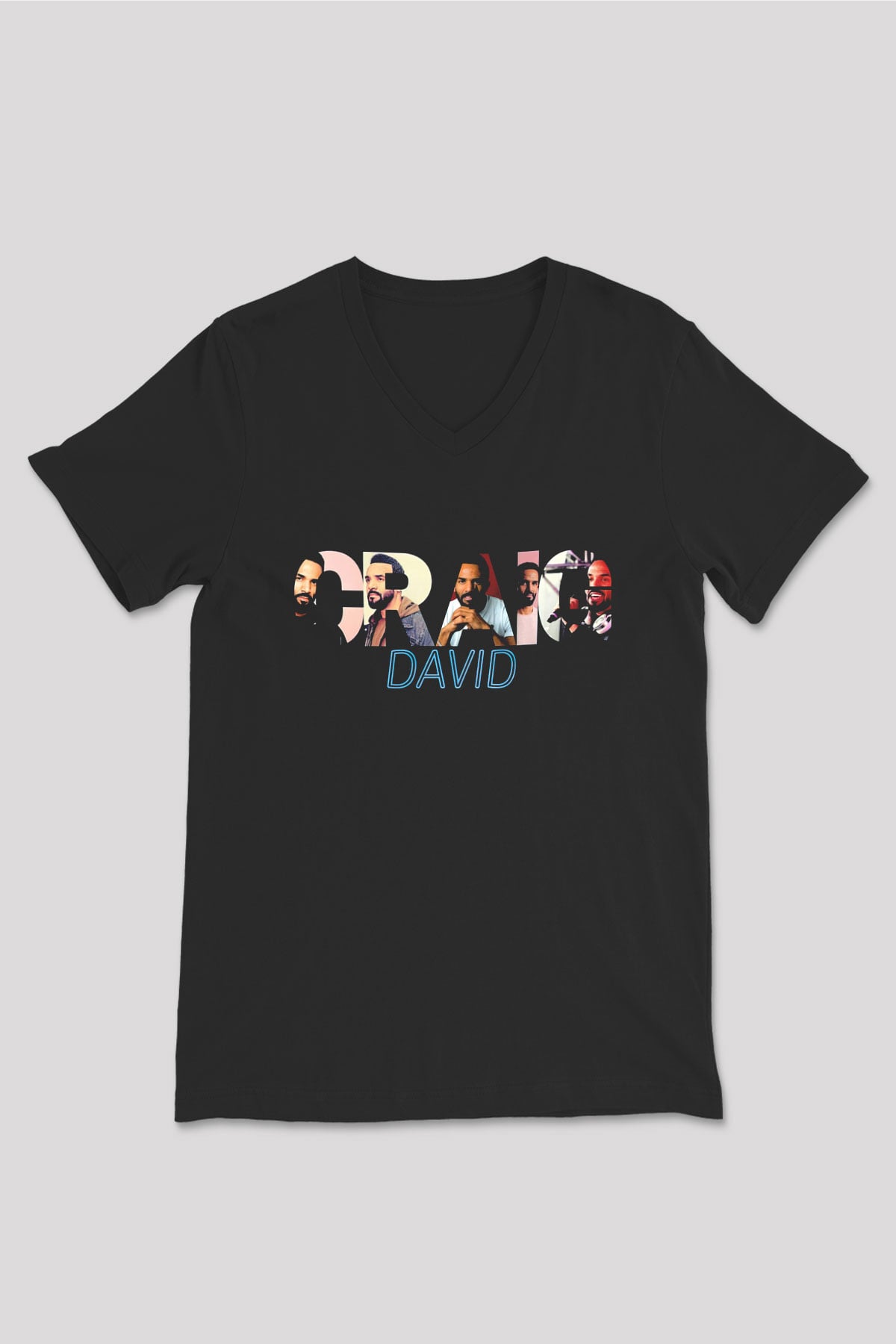 Craig David Siyah Unisex V Yaka Tişört