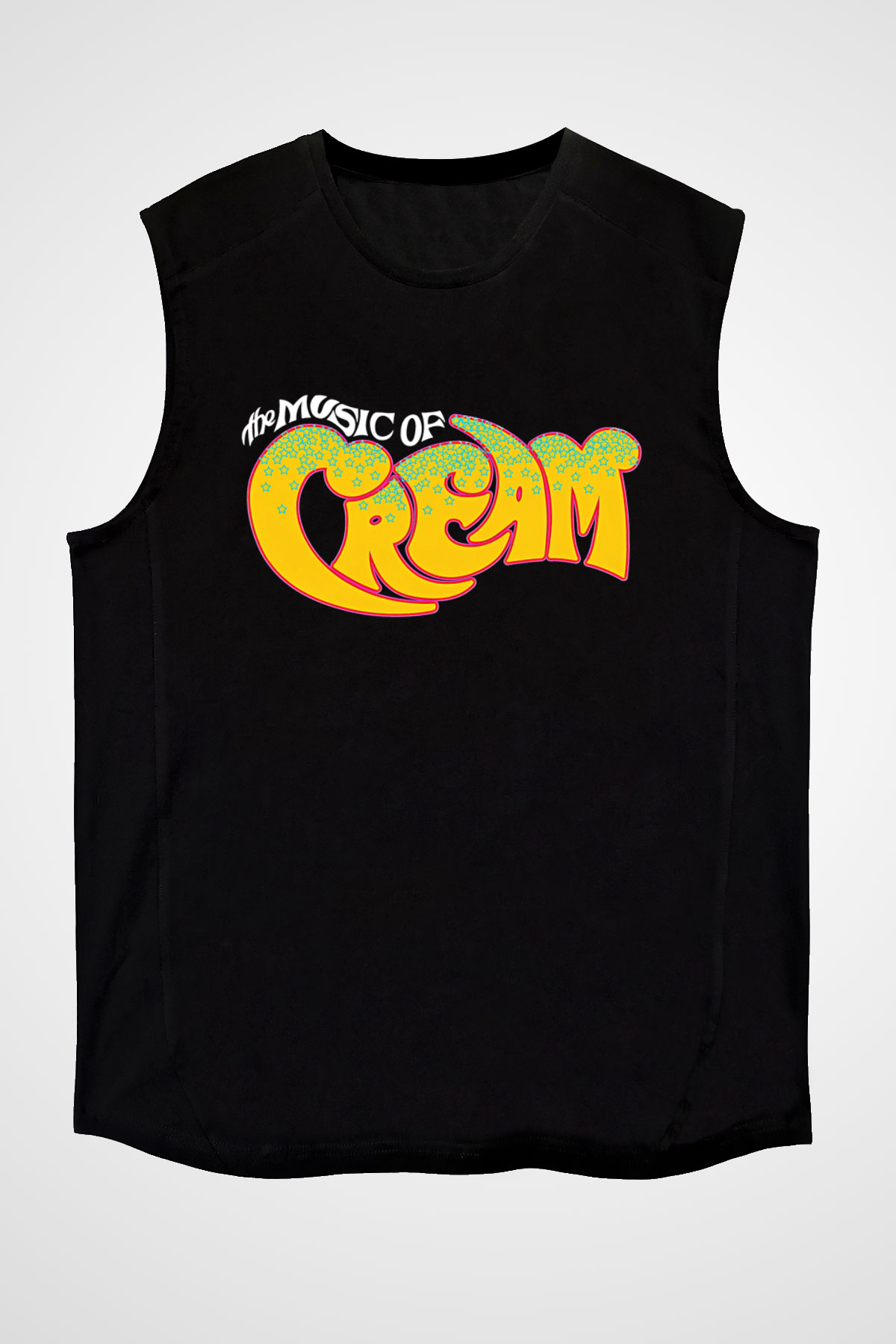 Cream Baskılı Unisex Siyah Kolsuz Tişört - Tshirt