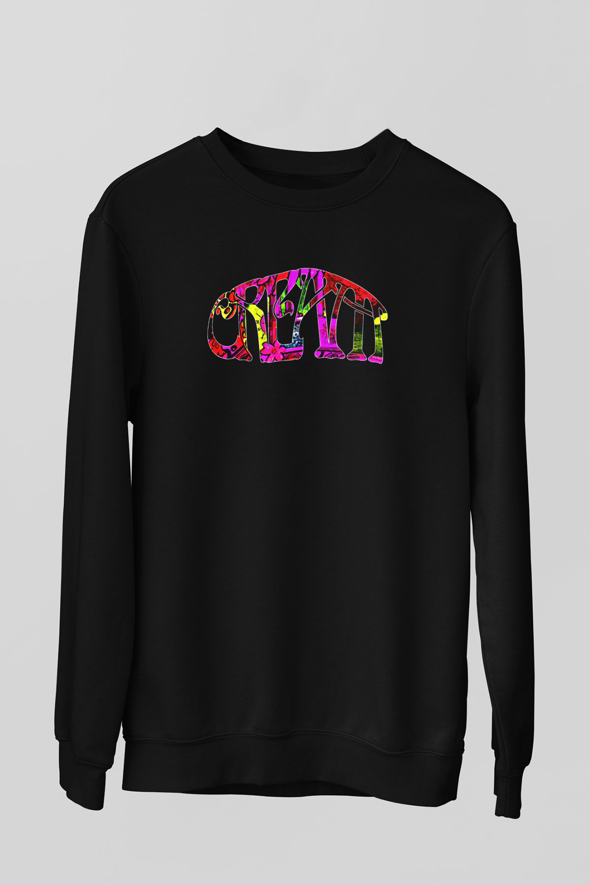 Cream Baskılı Unisex Siyah Sweatshirt