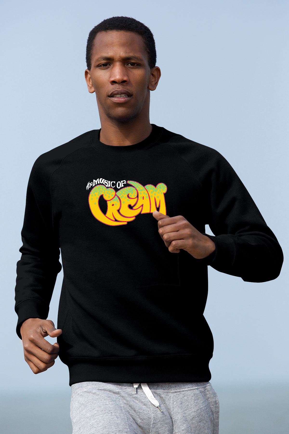 Cream Baskılı Unisex Siyah Sweatshirt