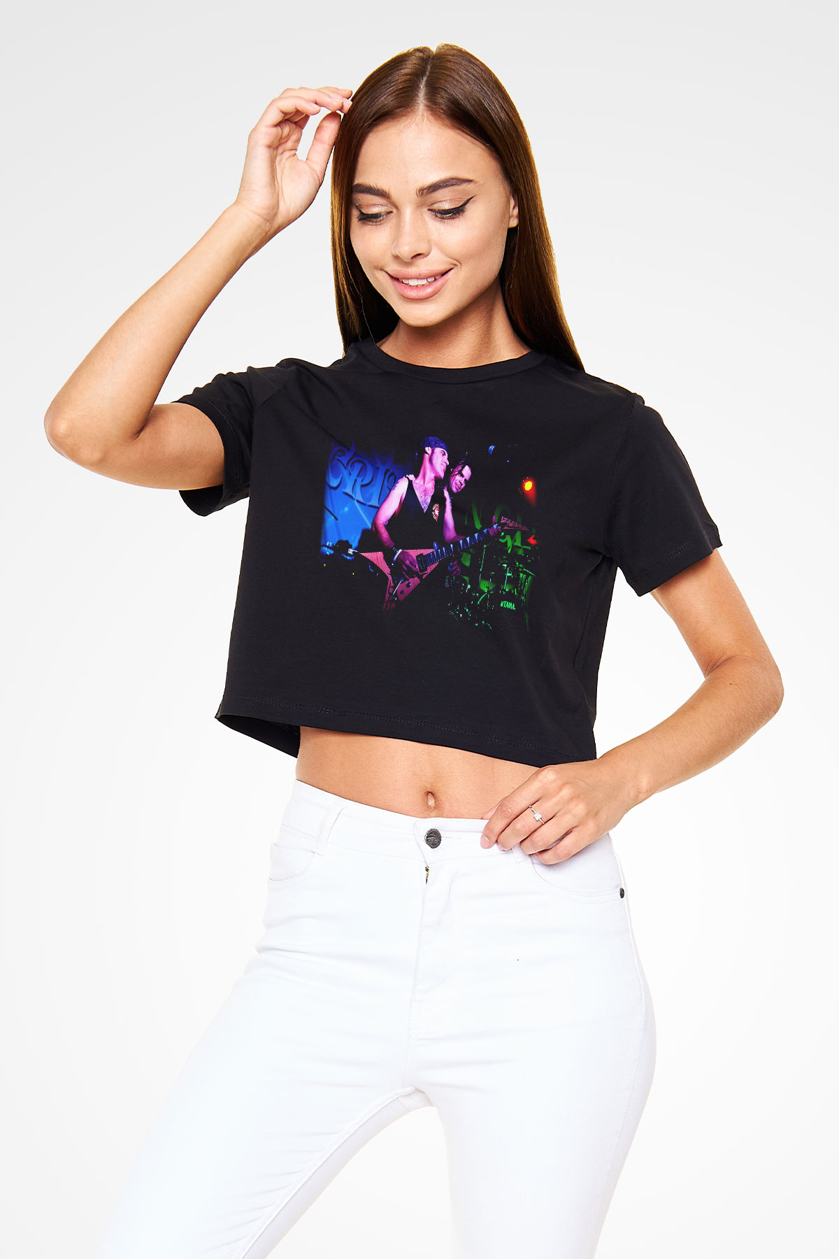 Crimson Glory Siyah Crop Top Tişört