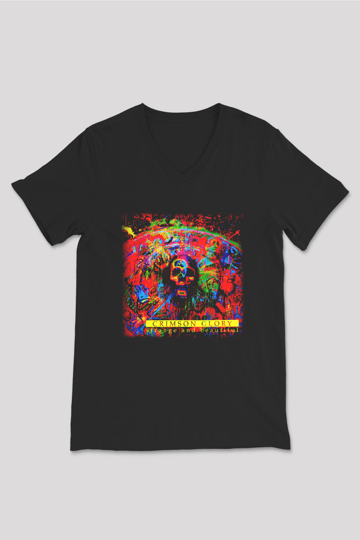 Crimson Glory Siyah Unisex V Yaka Tişört T-Shirt
