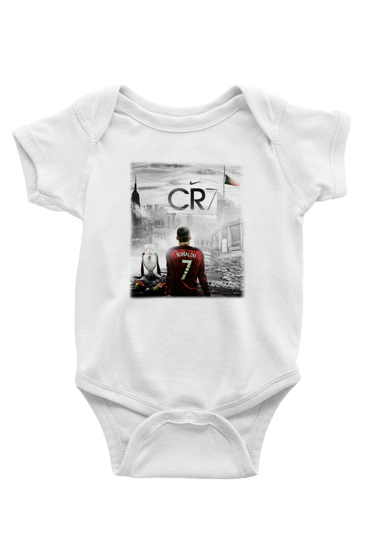 Cristiano Ronaldo Baskılı Beyaz Unisex Bebek Body - Zıbın