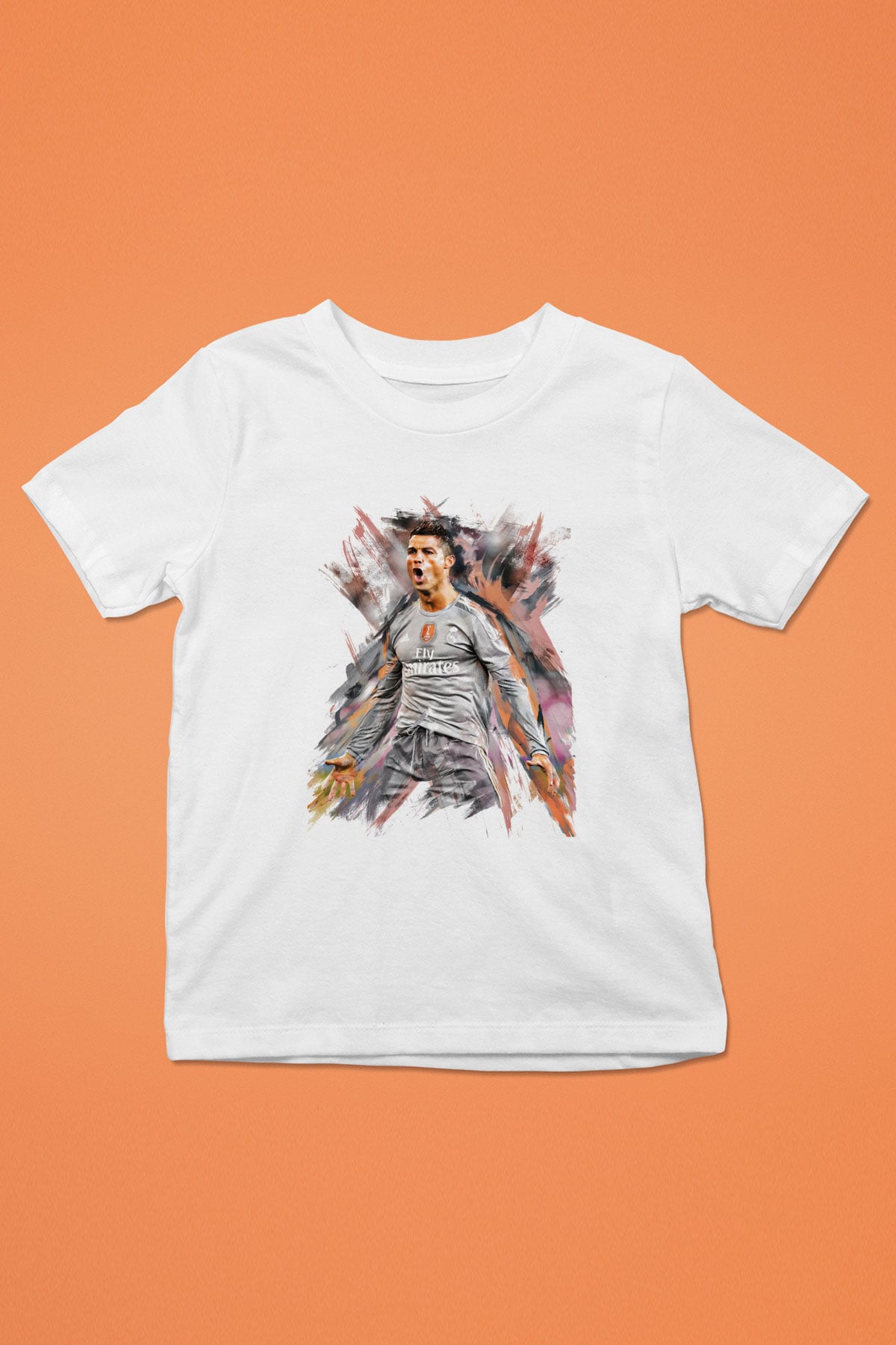 Cristiano Ronaldo Baskılı Beyaz Unisex Çocuk Tişört