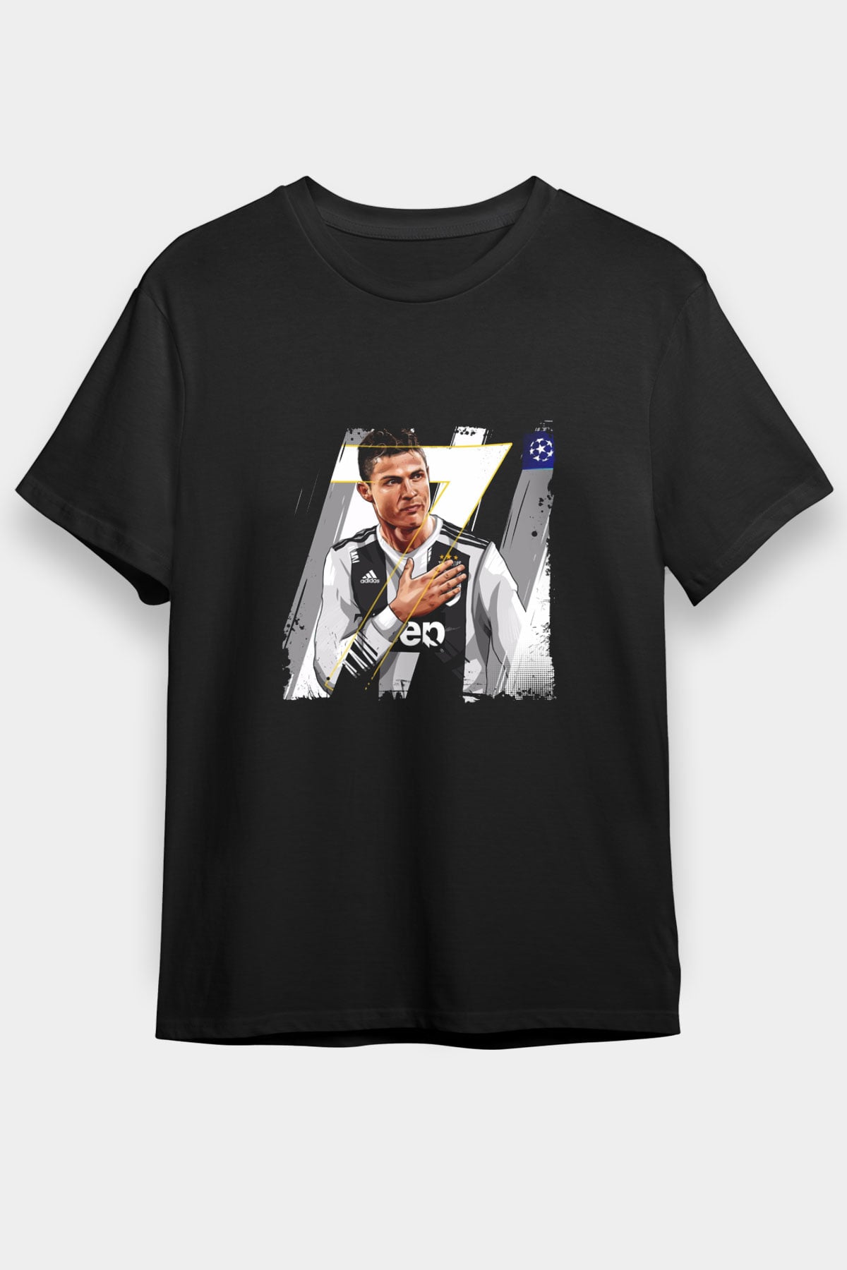 Cristiano Ronaldo Baskılı Unisex Siyah Tişört