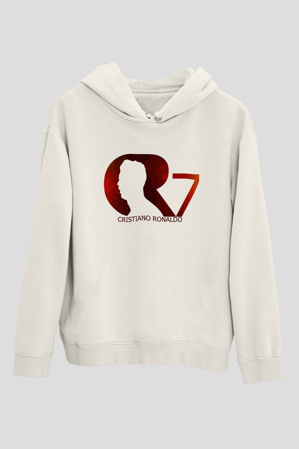 Cristiano Ronaldo Beyaz Unisex Kapşonlu Sweatshirt