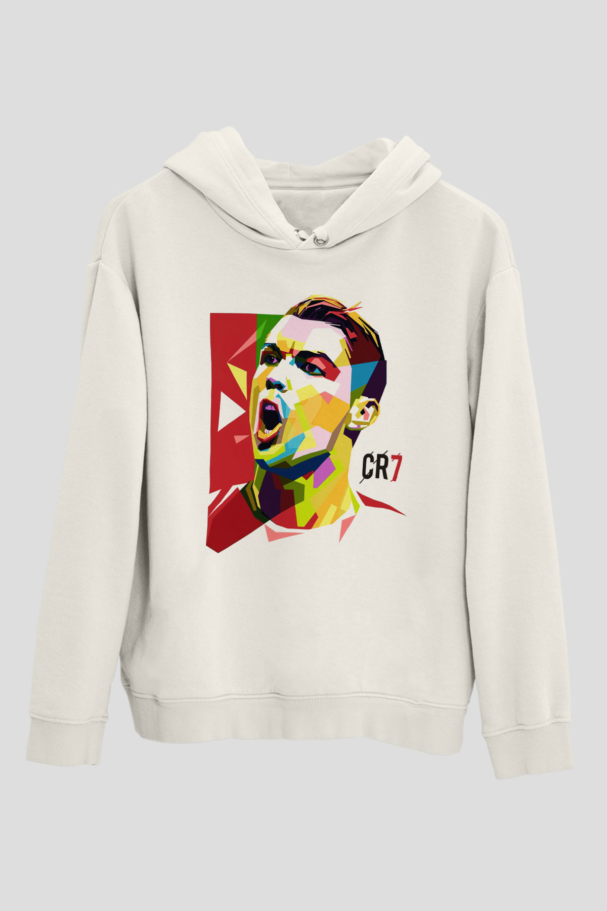 Cristiano Ronaldo Beyaz Unisex Kapşonlu Sweatshirt