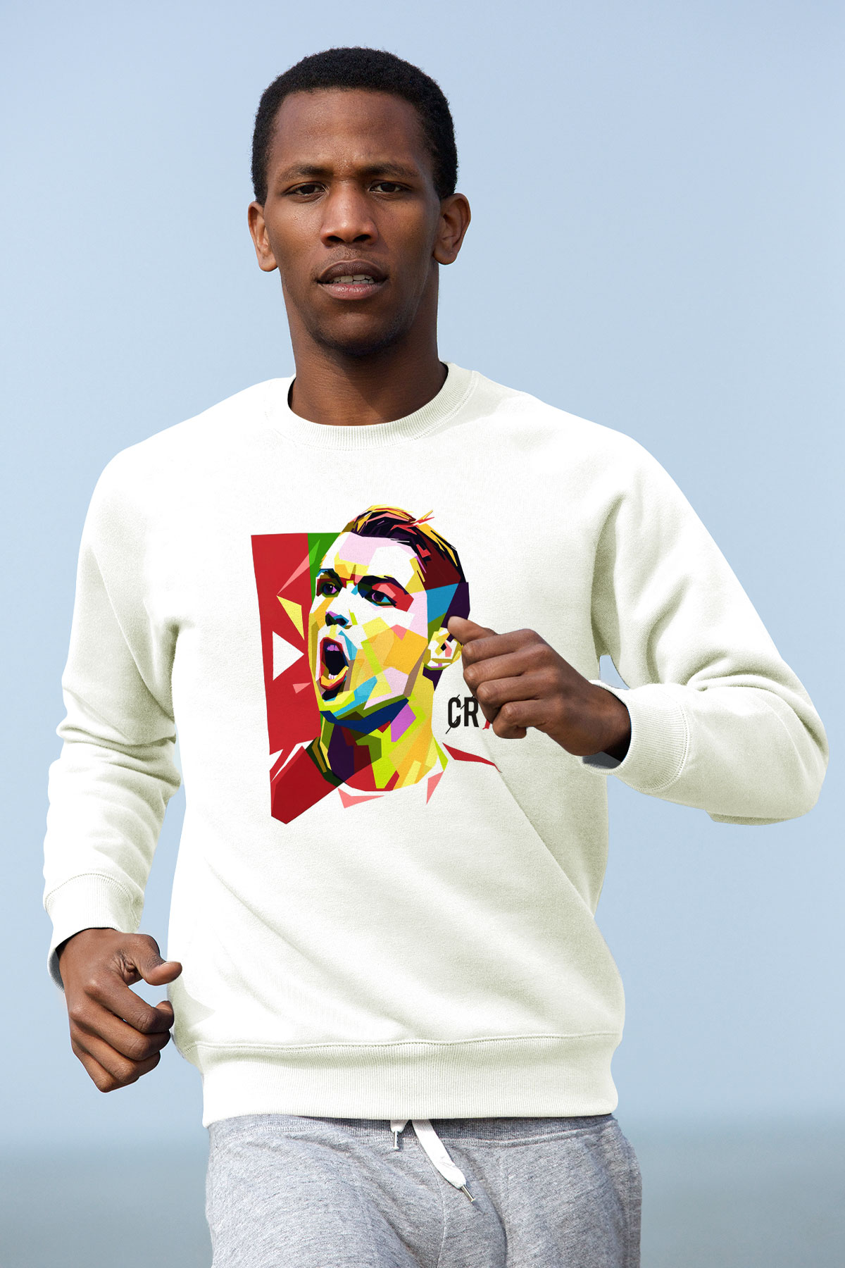 Cristiano Ronaldo Beyaz Unisex Sweatshirt