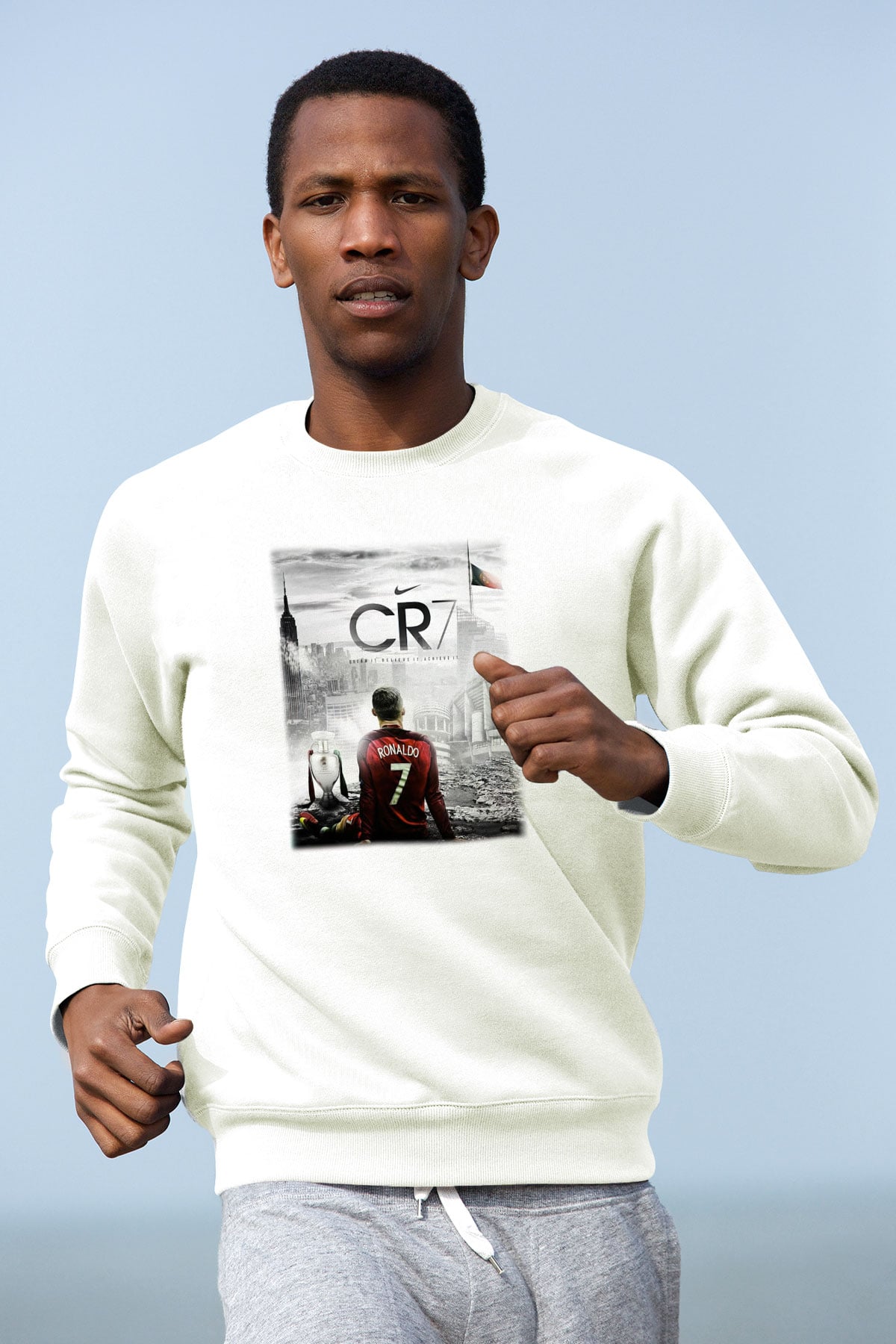 Cristiano Ronaldo Beyaz Unisex Sweatshirt