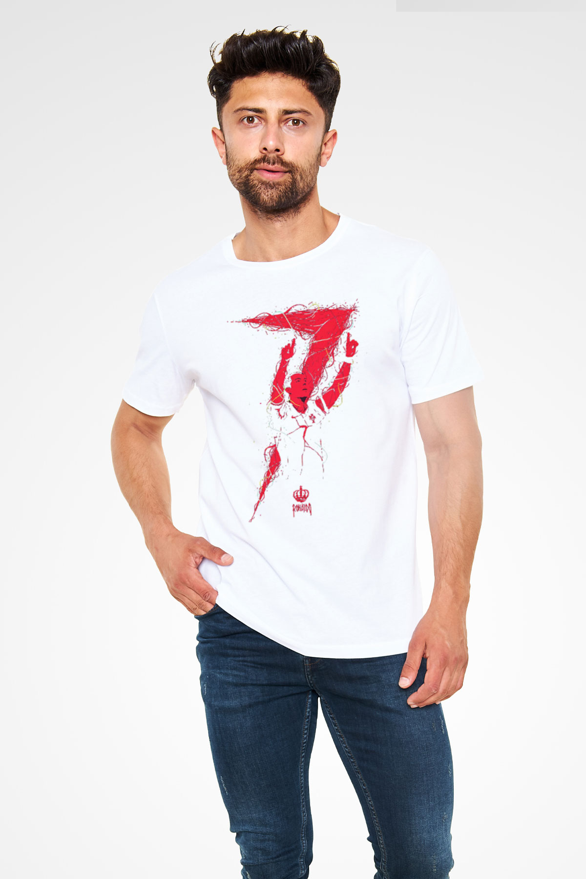 Cristiano Ronaldo Beyaz Unisex Tişört T-Shirt - TişörtFabrikası
