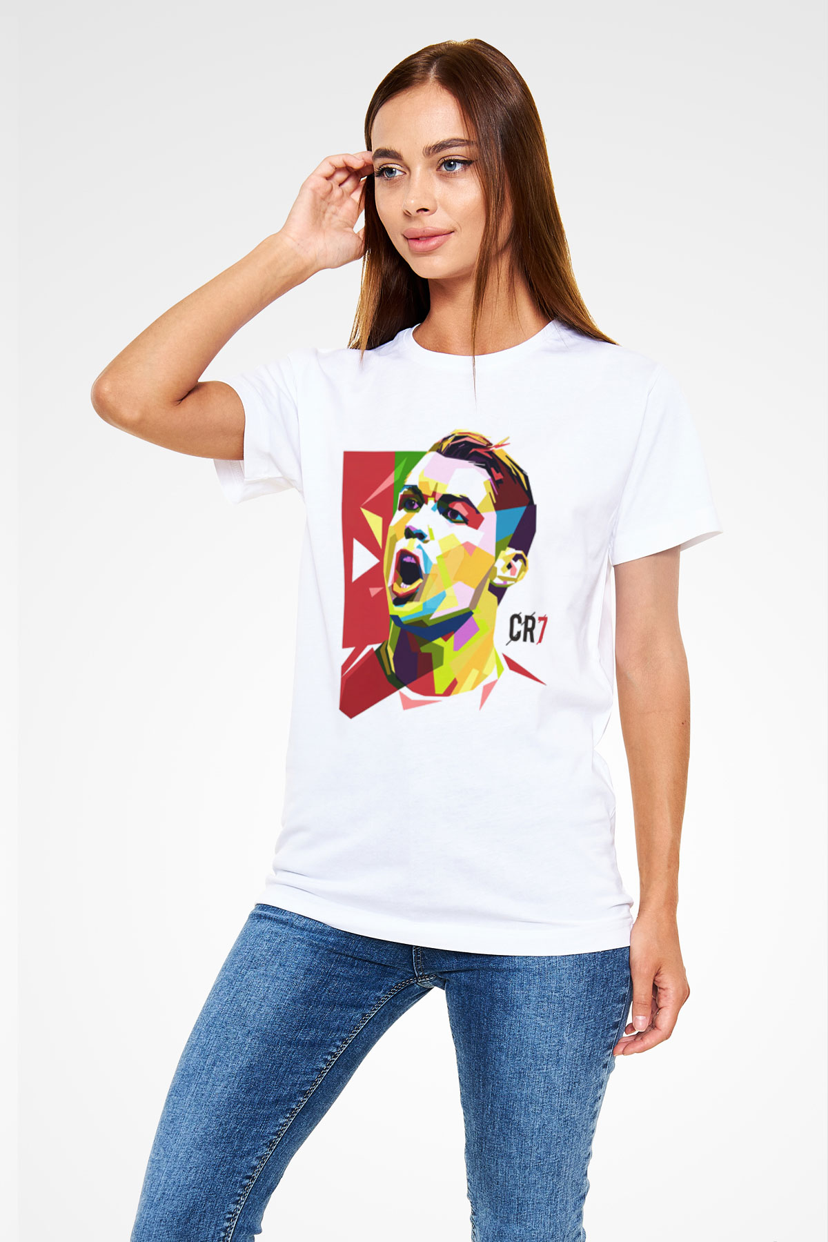 Cristiano Ronaldo Beyaz Unisex Tişört T-Shirt - TişörtFabrikası