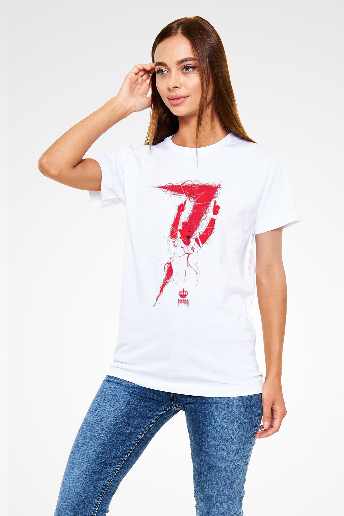Cristiano Ronaldo Beyaz Unisex Tişört T-Shirt - TişörtFabrikası