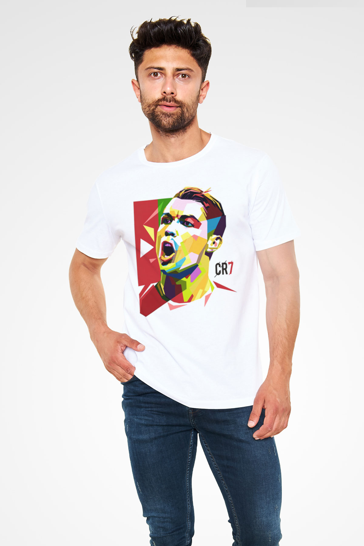 Cristiano Ronaldo Beyaz Unisex Tişört T-Shirt - TişörtFabrikası