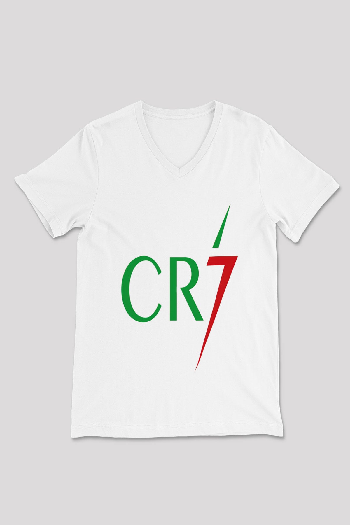 Cristiano Ronaldo Beyaz Unisex V Yaka Tişört T-Shirt