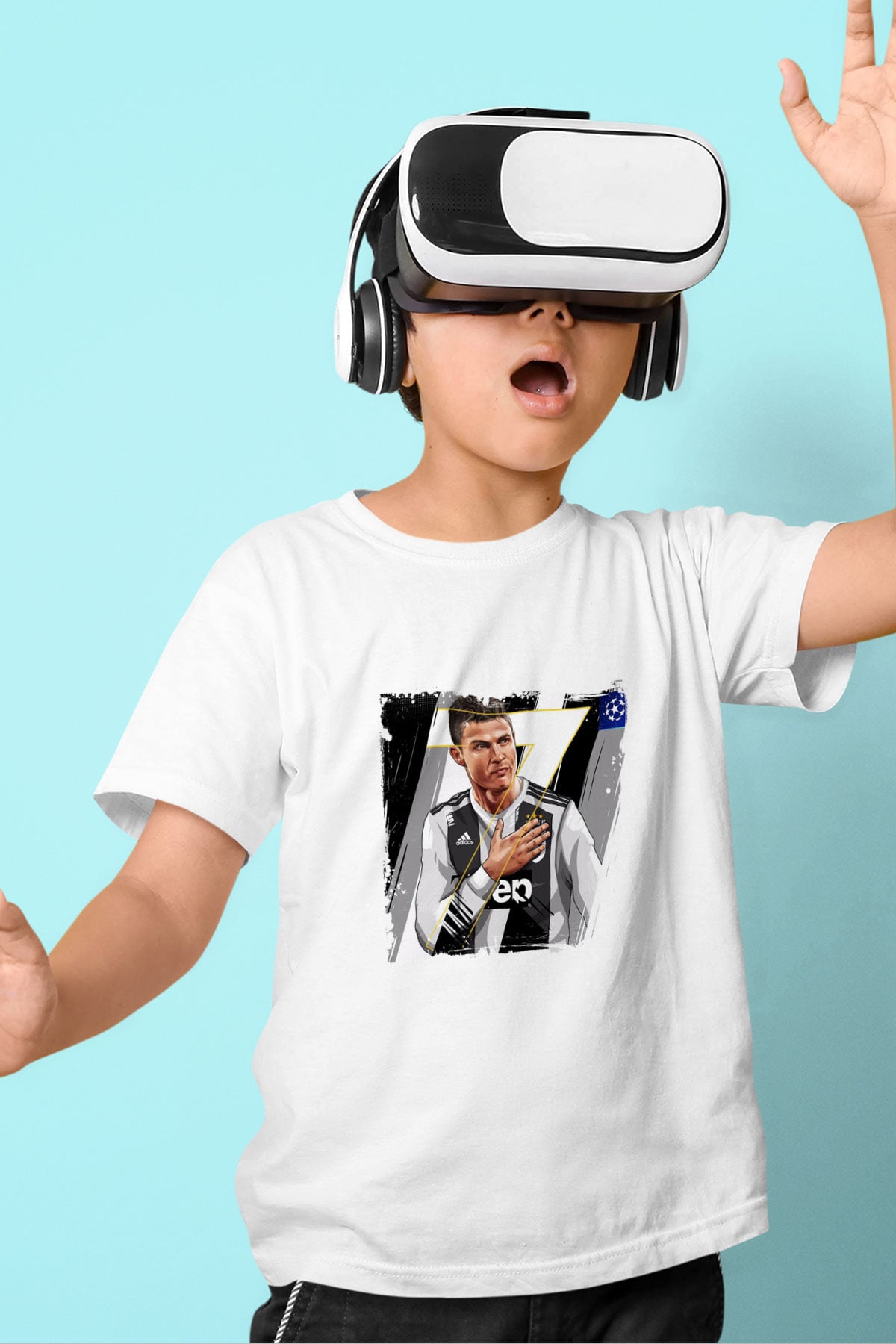 Cristiano Ronaldo Unisex Baskılı Beyaz Çocuk Tişört