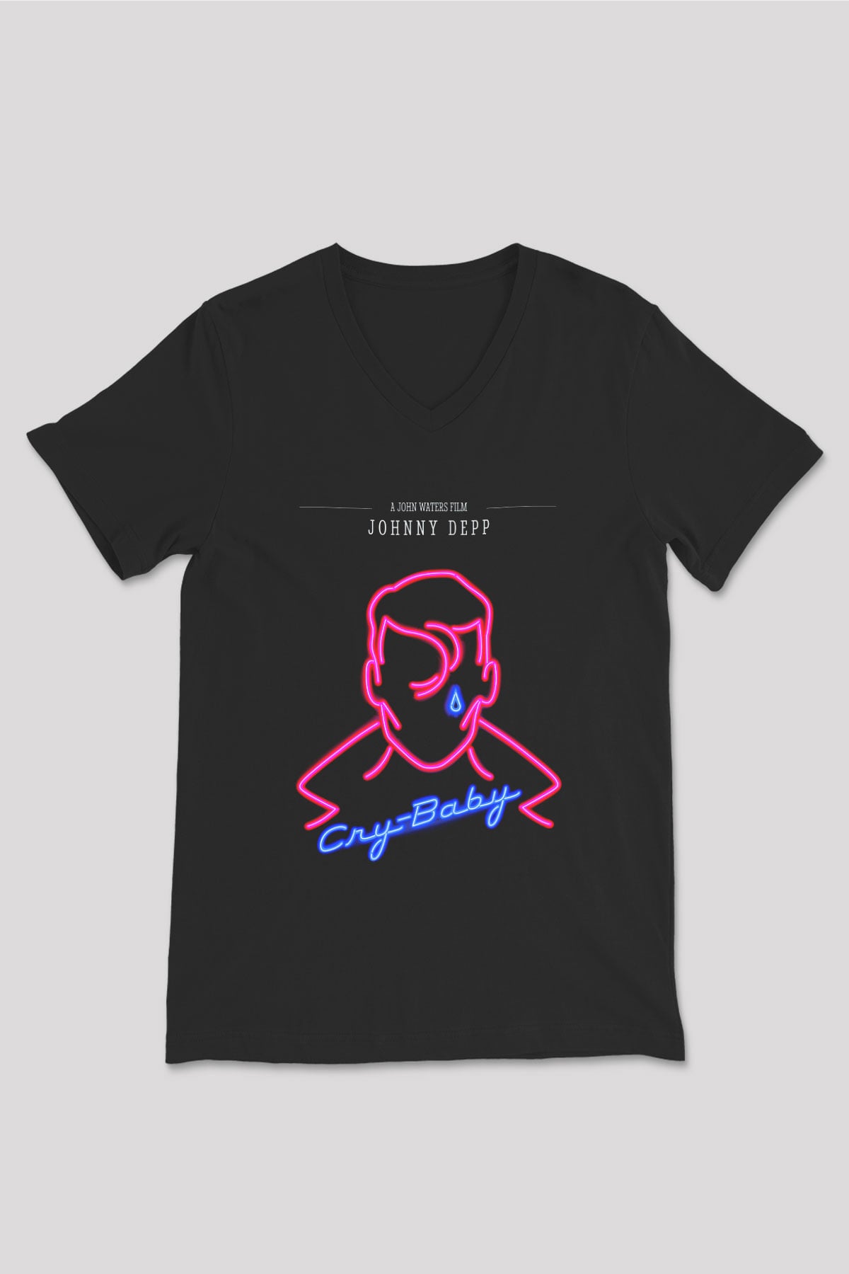Cry-Baby Siyah Unisex V Yaka Tişört